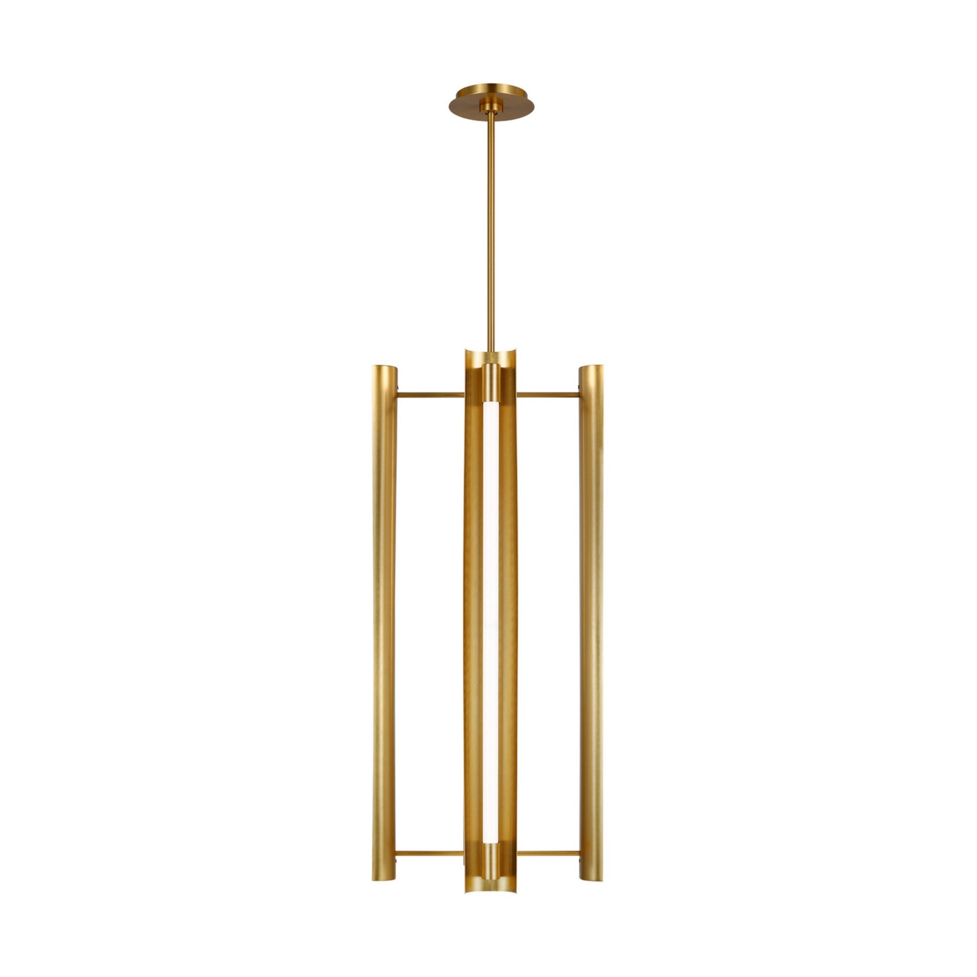 Carson 16" LED 4-Light Tall Pendant, Burnished Brass Finish - Bees Lighting