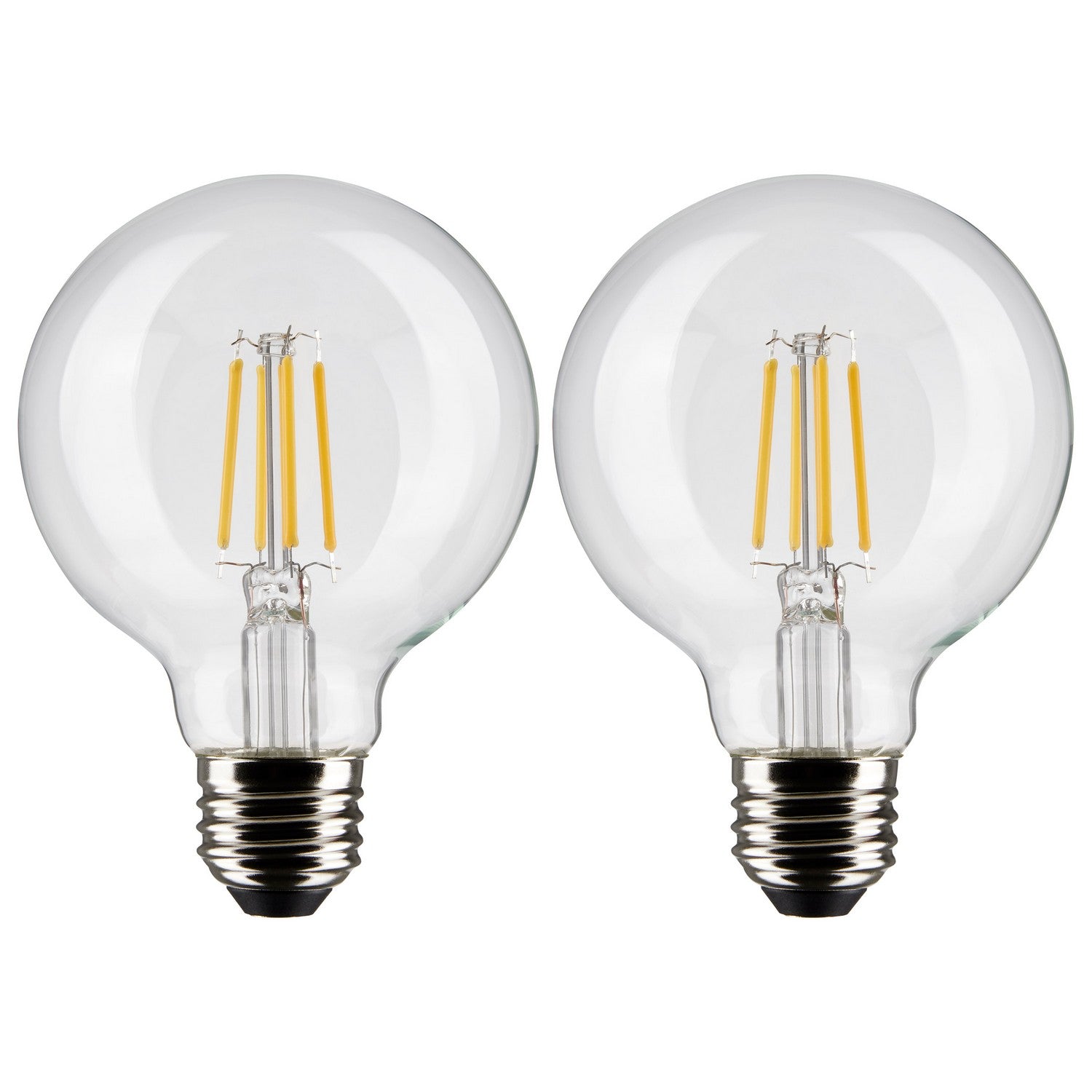 G25 Filament LED Globe Bulb, 5 Watts, 350 Lumens, 3000K, E26 Medium Base, Clear, Pack of 2 - Bees Lighting