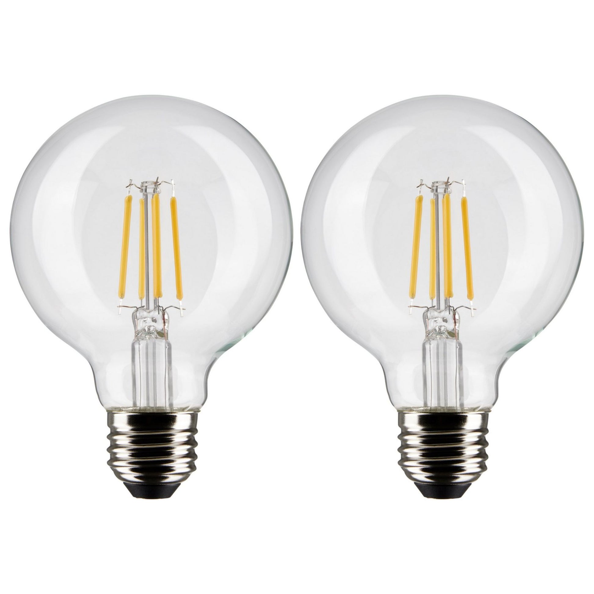 G25 Filament LED Globe Bulb, 6 Watts, 500 Lumens, 2700K, E26 Medium Base, Clear, Pack of 2 - Bees Lighting
