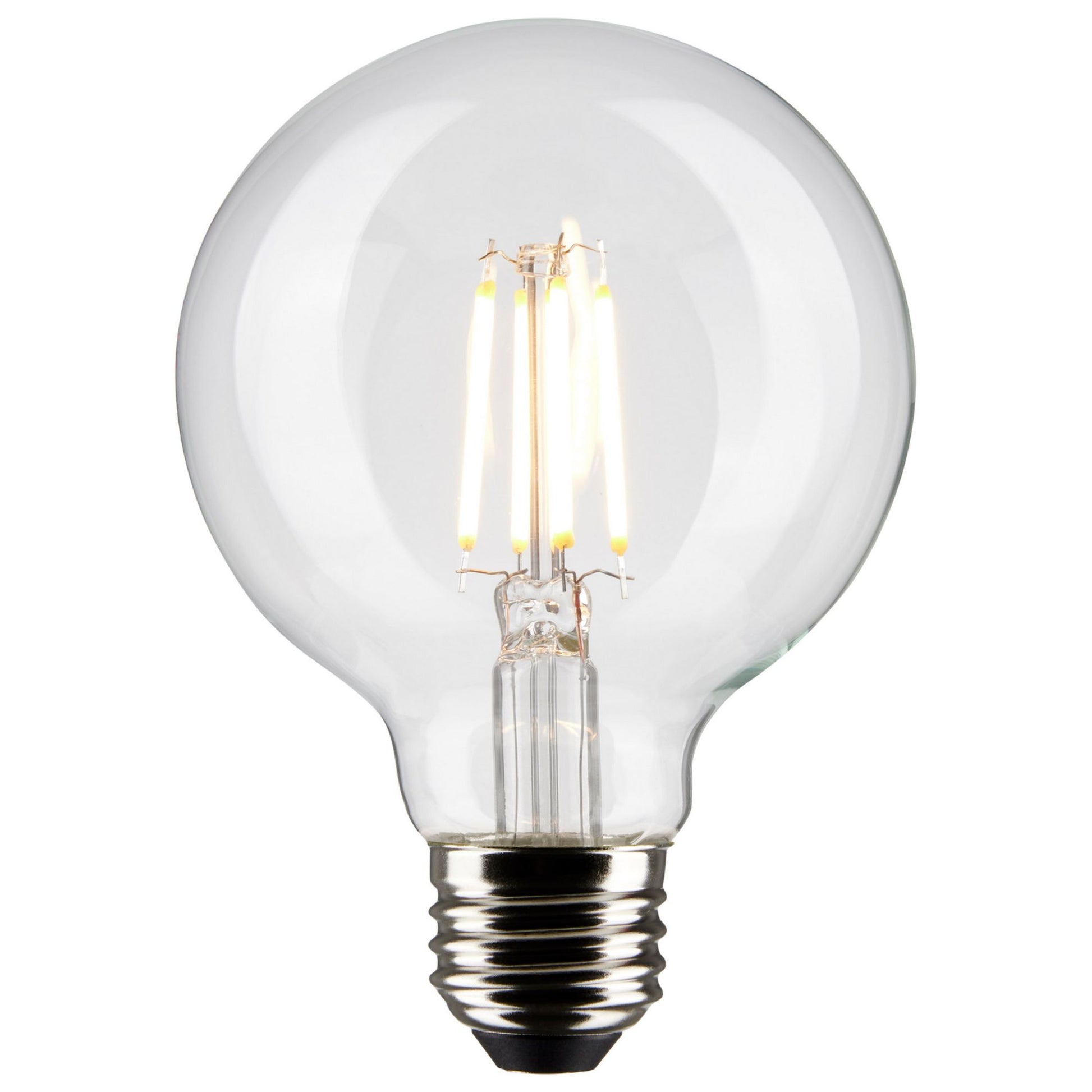 G25 Filament LED Globe Bulb, 6 Watts, 500 Lumens, 2700K, E26 Medium Base, Clear, Pack of 2 - Bees Lighting