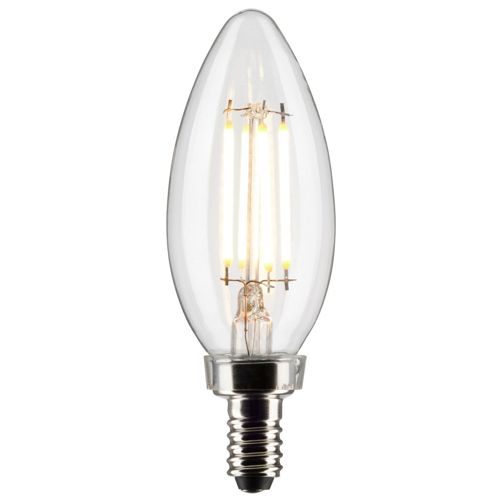 B11 Candle Filament LED Bulb, 40W Equal, 4W, 350lm, 2700K, E12 Candelabra, Clear, Pack of 3 - Bees Lighting