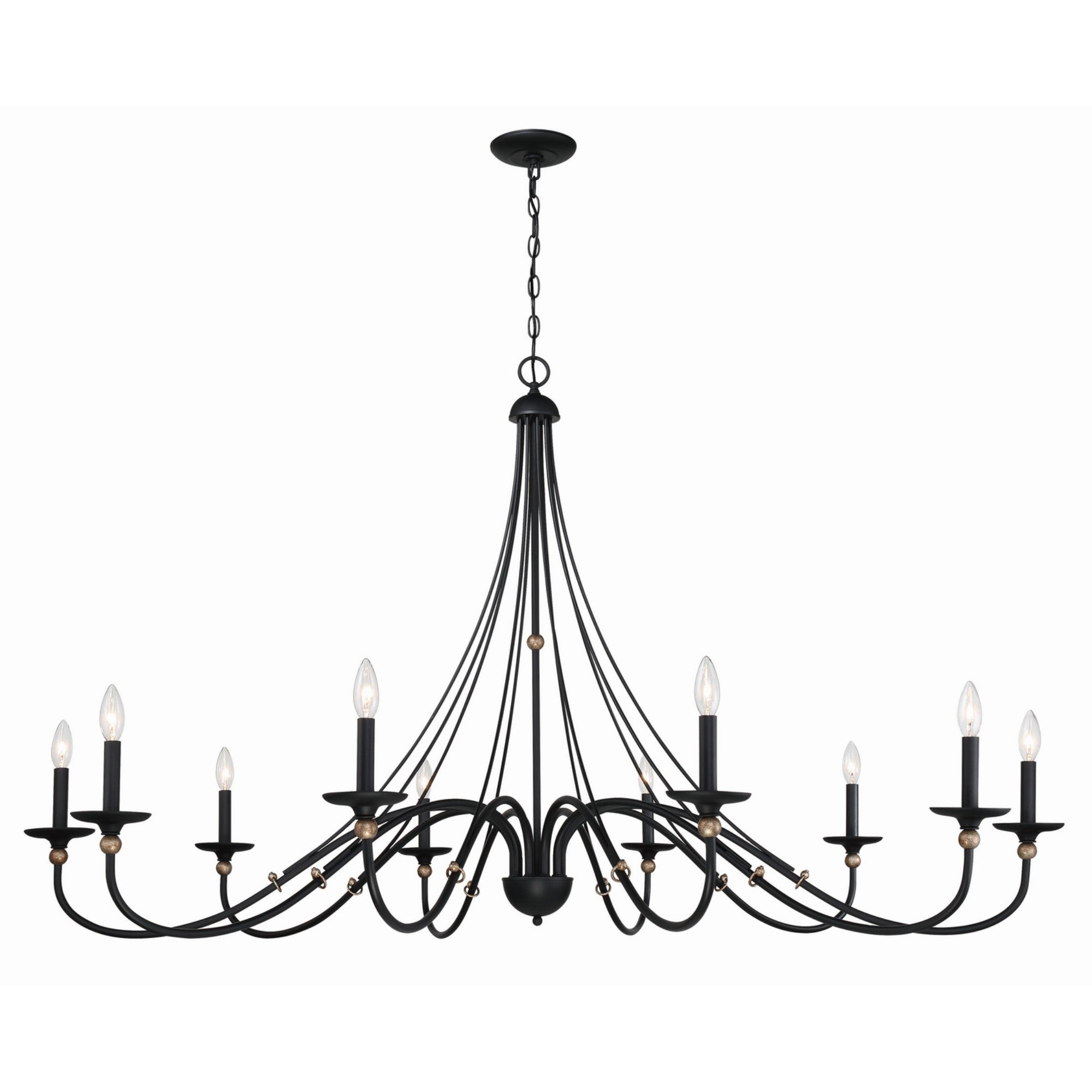 Westchester County 60" 10-Light Chandelier, Sand Coal & Gold Finish - Bees Lighting