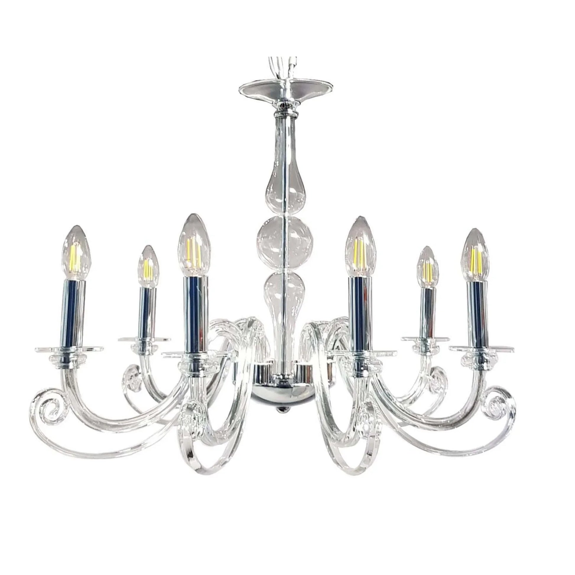 Eirene 28" 6-Light Chandelier, Polished Nickel Finish - Bees Lighting
