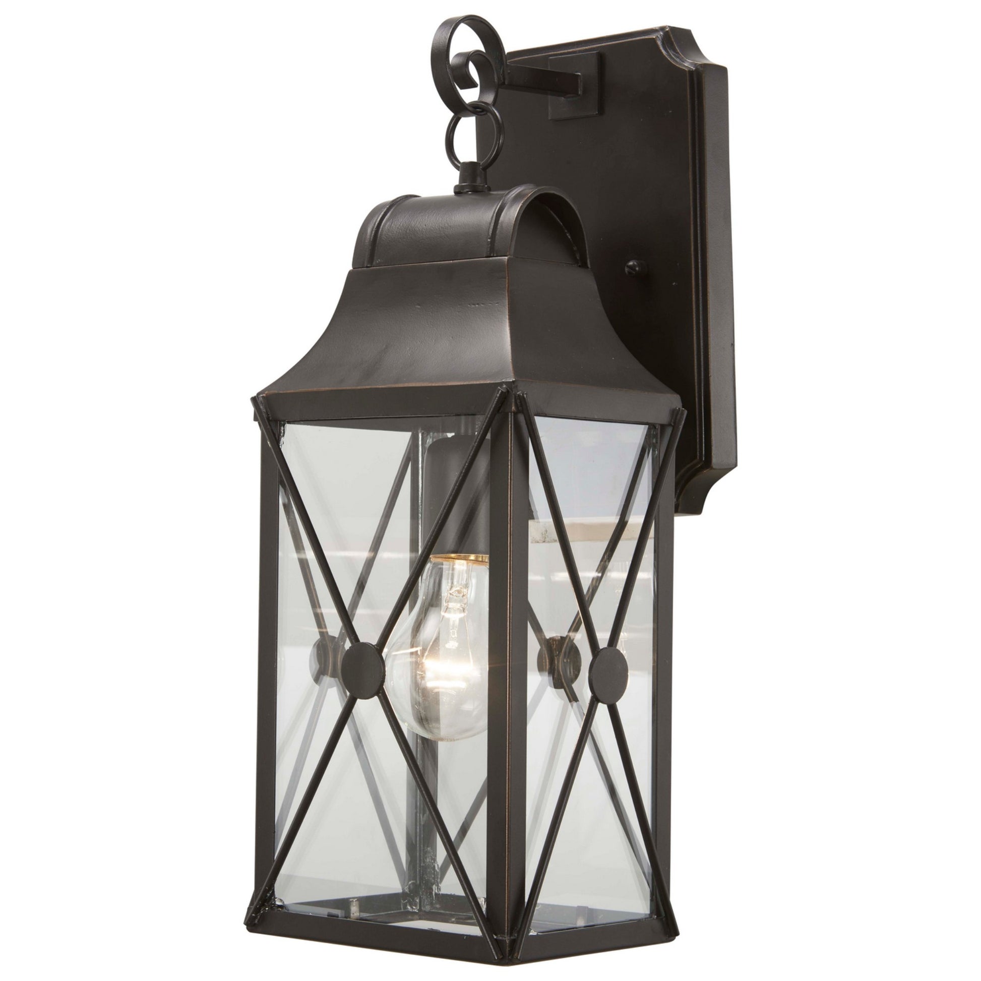 De Luz 17" Outdoor Wall Sconce, Oil Rubbed Bronze & Gold Highlights - Bees Lighting