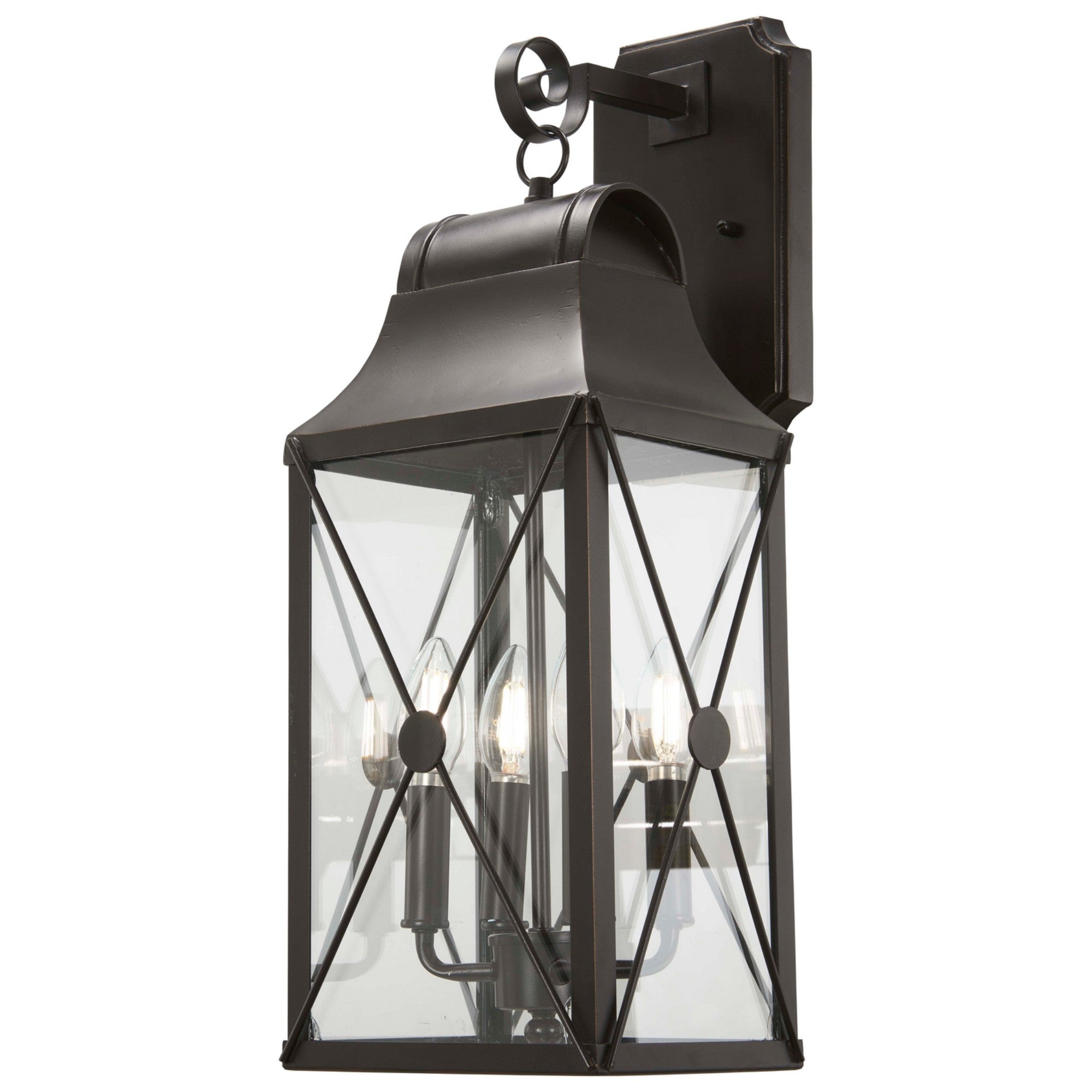 De Luz 22" 4-Light Outdoor Wall Sconce, Oil Rubbed Bronze & Gold Highlights - Bees Lighting