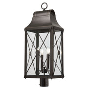 De Luz 32" 4-Light Outdoor Post Mount, Oil Rubbed Bronze & Gold Highlights - Bees Lighting