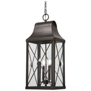 De Luz 29" 4-Light Outdoor Chain Hung, Oil Rubbed Bronze & Gold Highlights - Bees Lighting