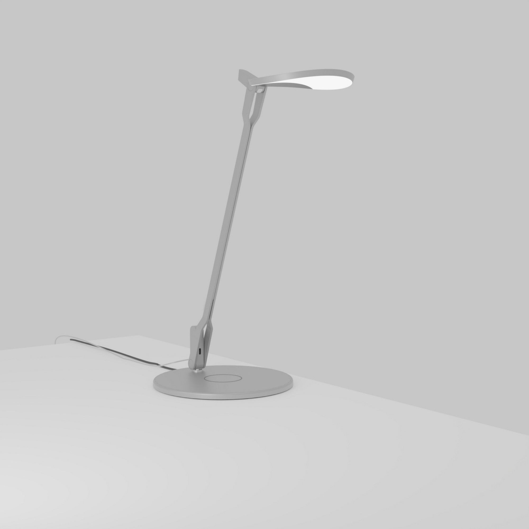 Splitty Pro Silver Contemporary LED Desk Lamp with Wireless Charging Base and USB Port - Bees Lighting