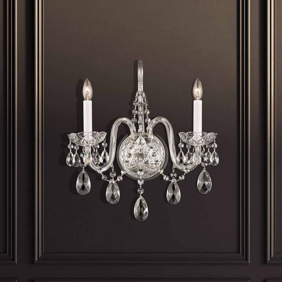 Arlington 16 inch Polished Silver Armed Sconce with Clear Heritage Crystals - Bees Lighting