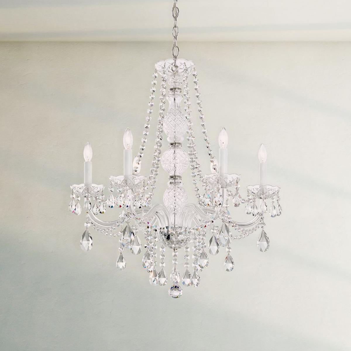 Arlington 6 Lights Polished Silver Chandelier with Clear Heritage Crystals