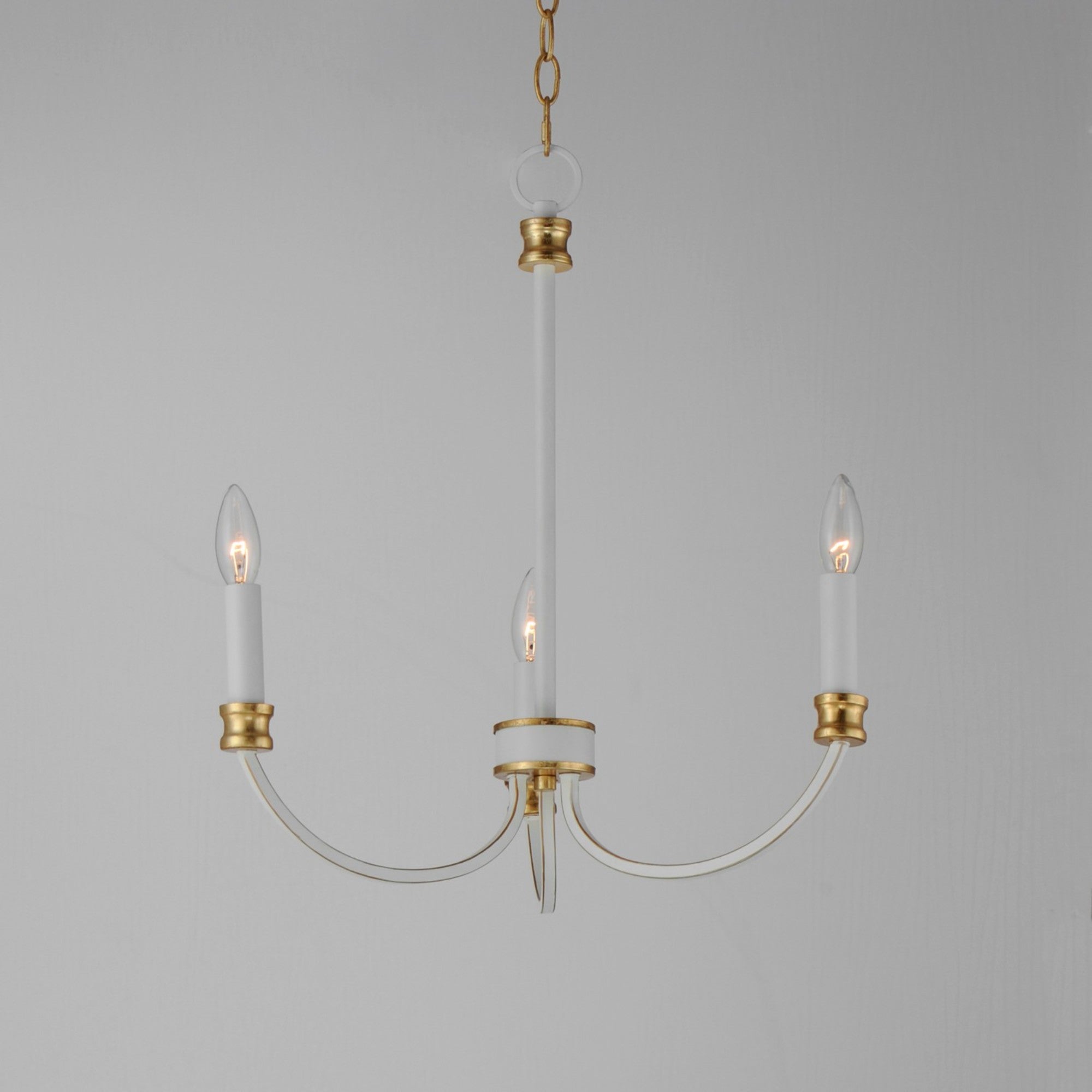 Charlton 20" 3 Lights Chandelier, White & Gold Finish - Bees Lighting