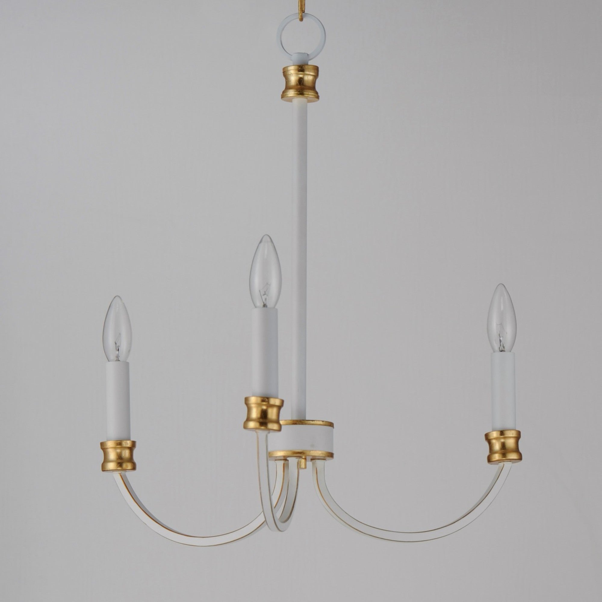 Charlton 20" 3 Lights Chandelier, White & Gold Finish - Bees Lighting
