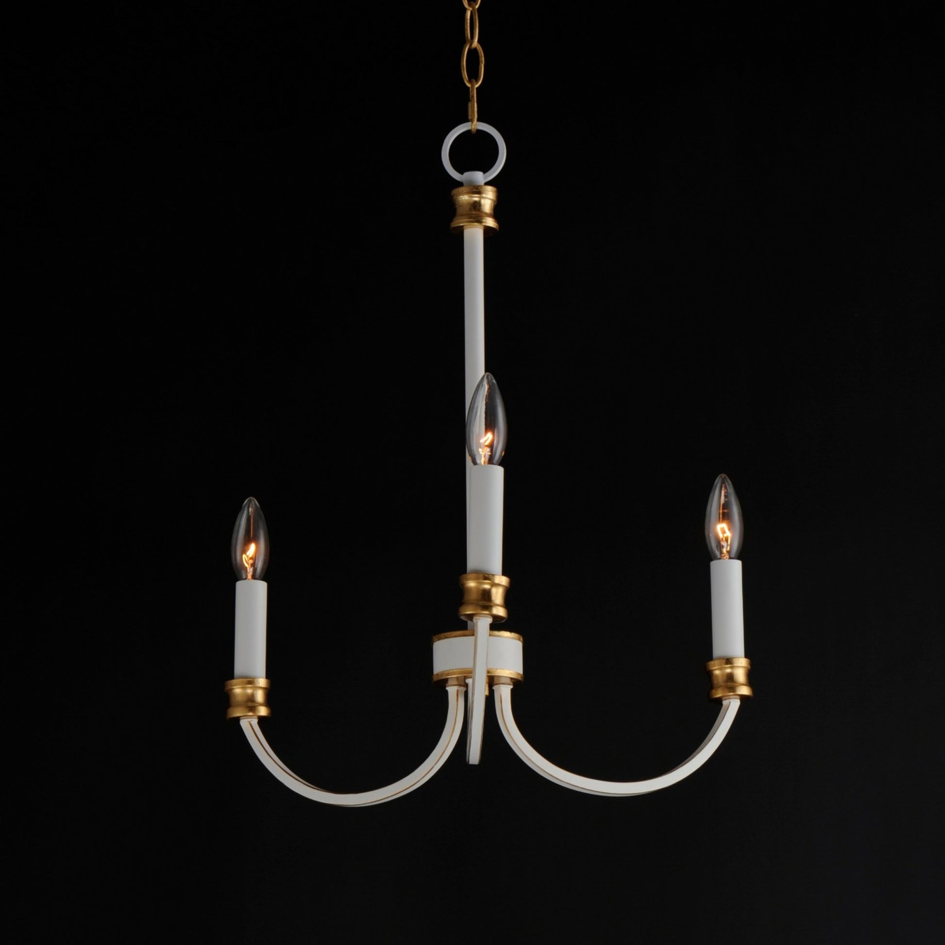 Charlton 20" 3 Lights Chandelier, White & Gold Finish - Bees Lighting