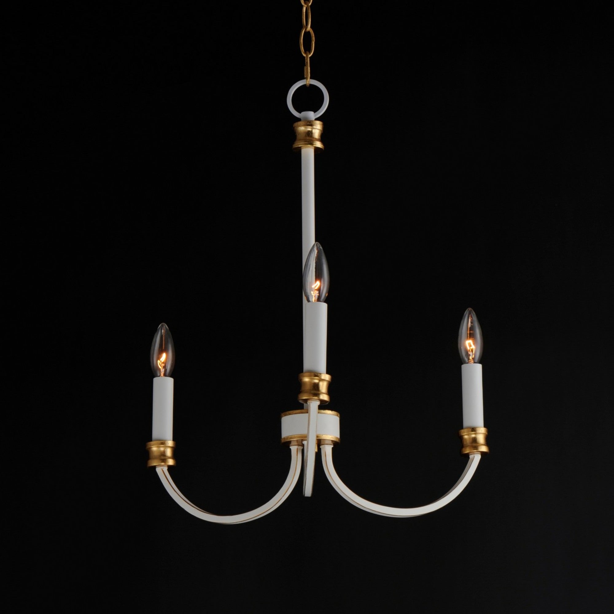 Charlton 20" 3 Lights Chandelier, White & Gold Finish - Bees Lighting