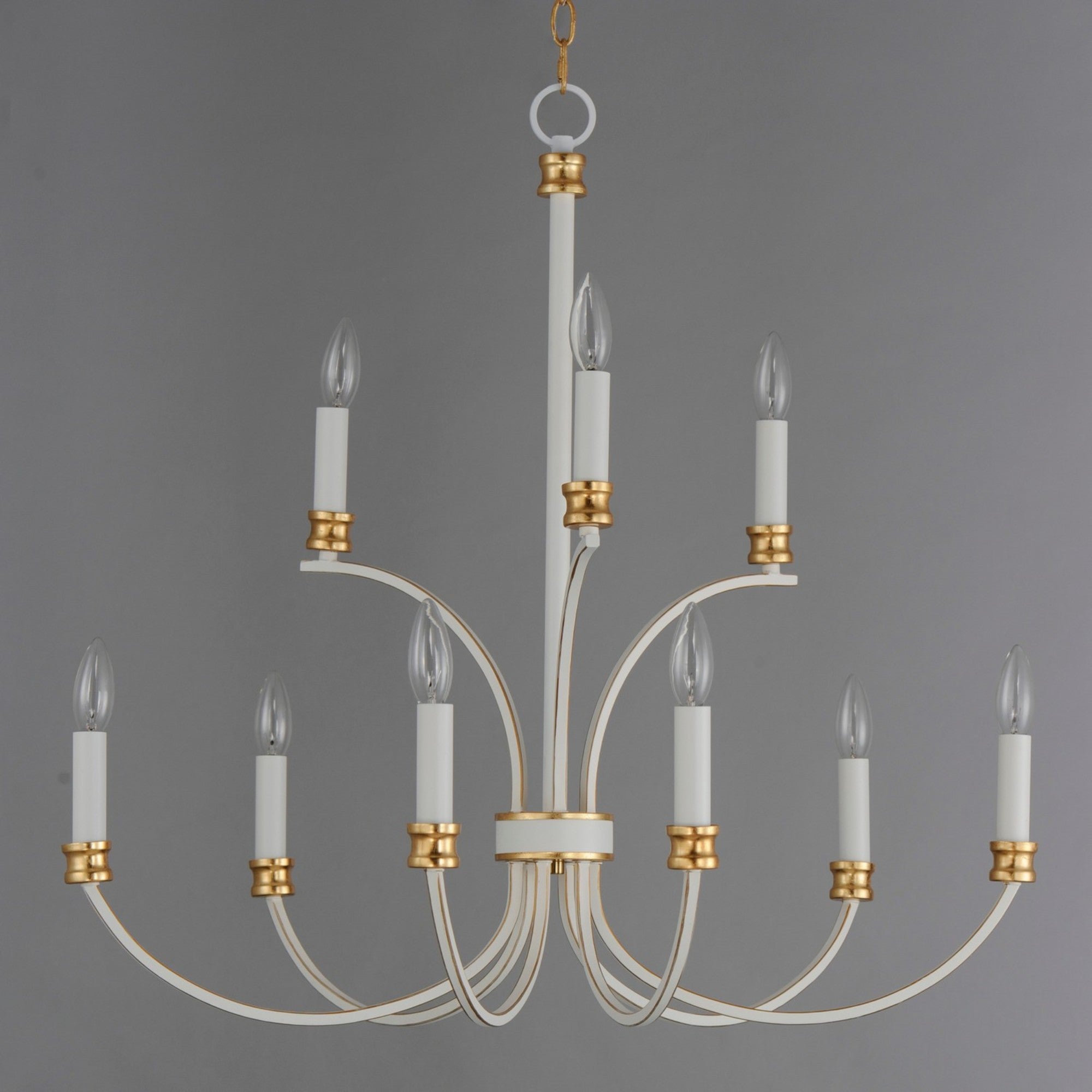 Charlton 30" 9 Lights Chandelier, White & Gold Finish - Bees Lighting