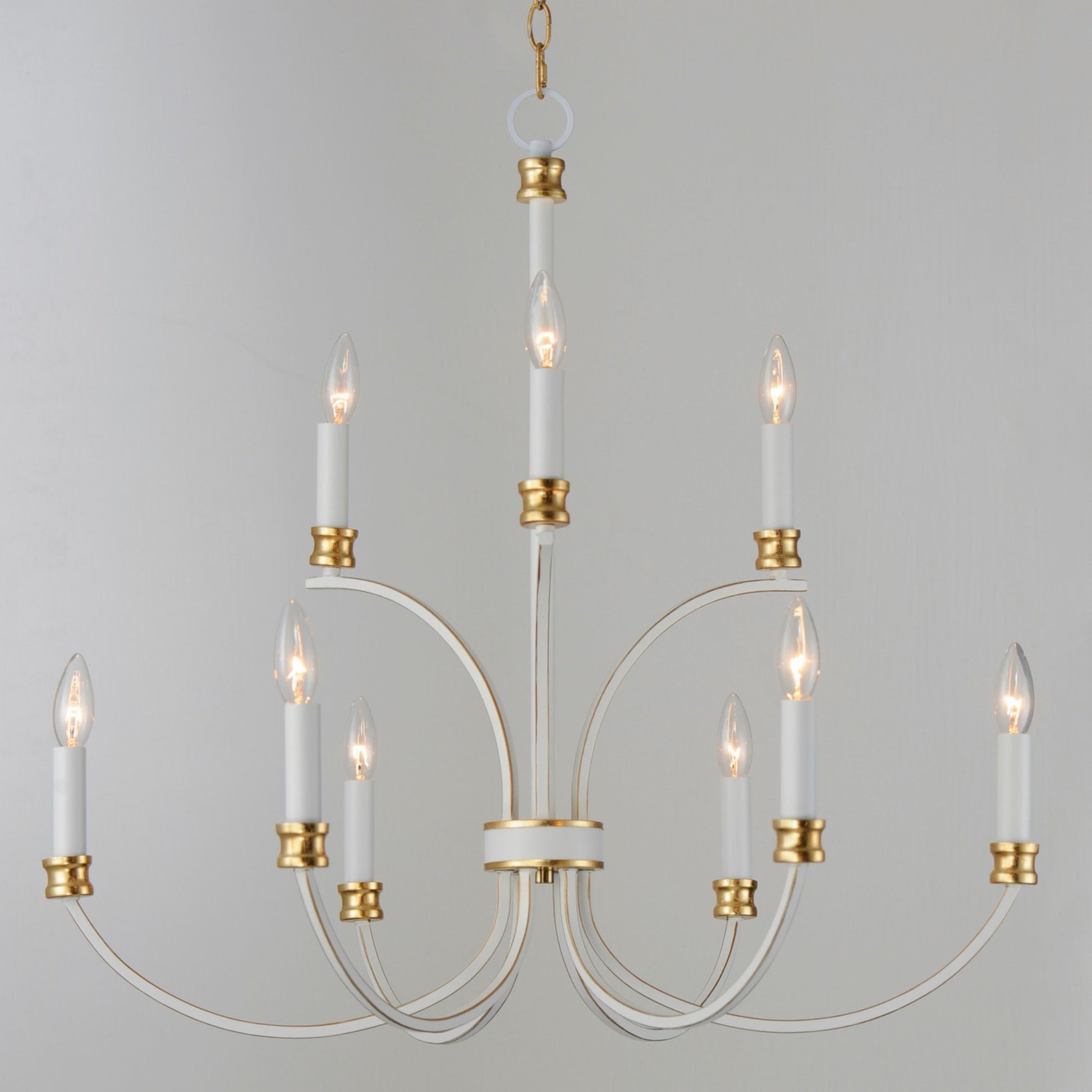 Charlton 30" 9 Lights Chandelier, White & Gold Finish - Bees Lighting