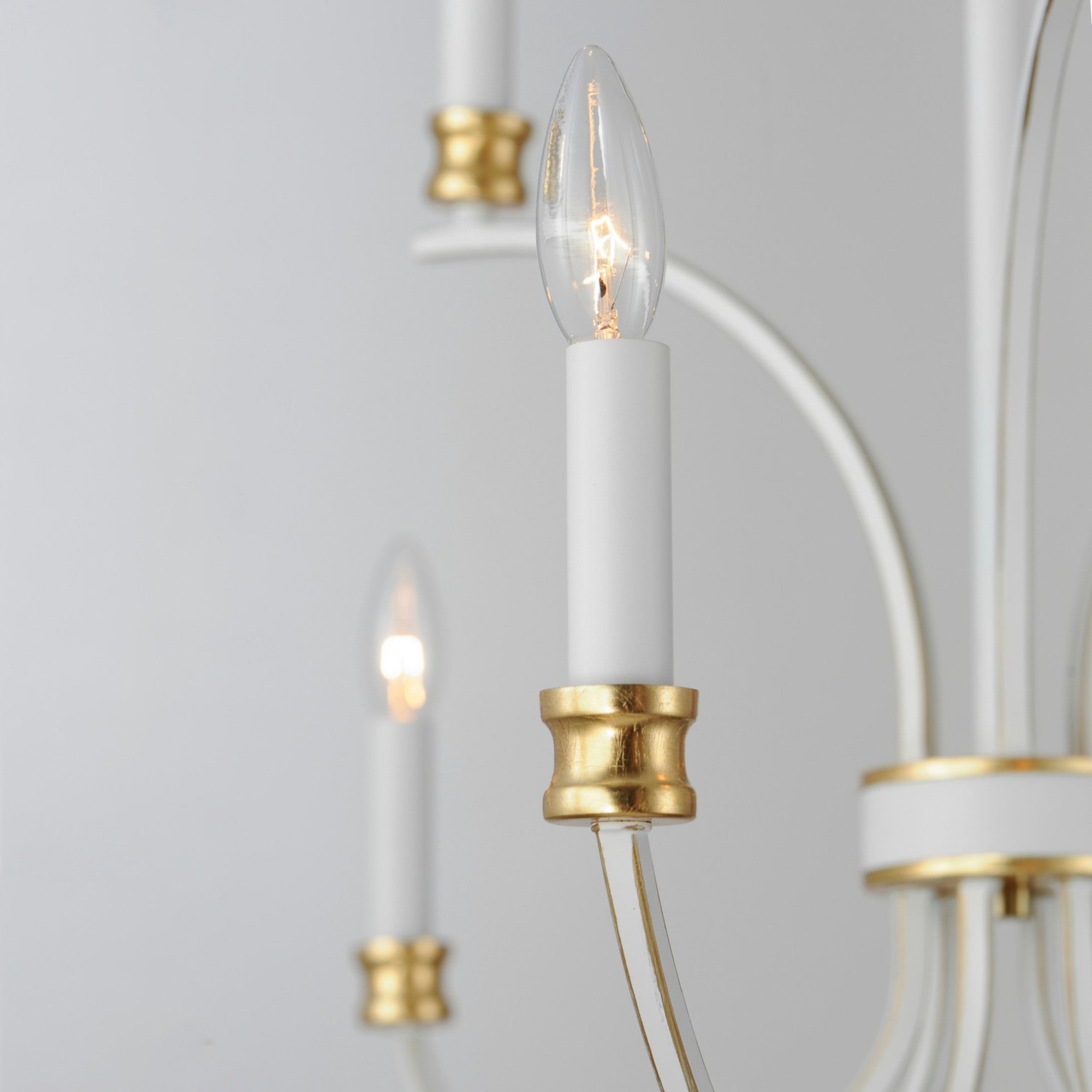Charlton 30" 9 Lights Chandelier, White & Gold Finish - Bees Lighting