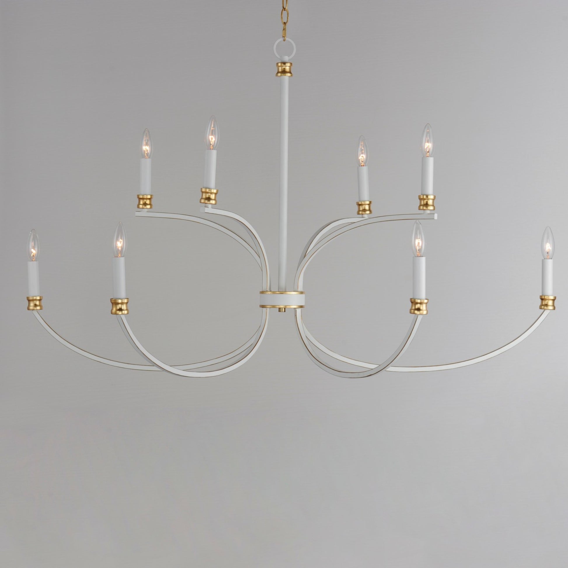 Charlton 48" 8 Lights Chandelier, White & Gold Finish - Bees Lighting