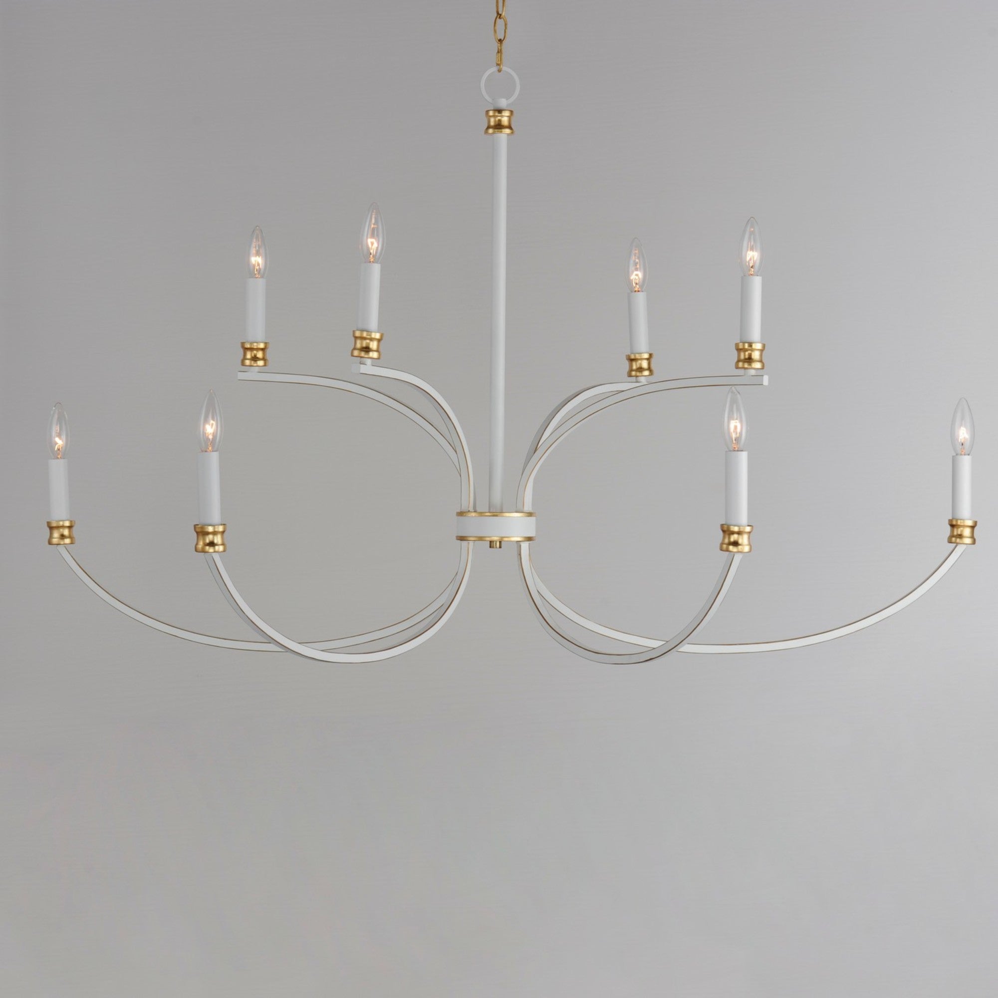 Charlton 48" 8 Lights Chandelier, White & Gold Finish - Bees Lighting