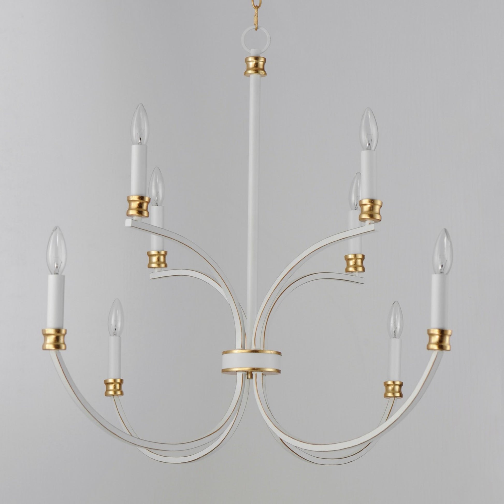 Charlton 48" 8 Lights Chandelier, White & Gold Finish - Bees Lighting