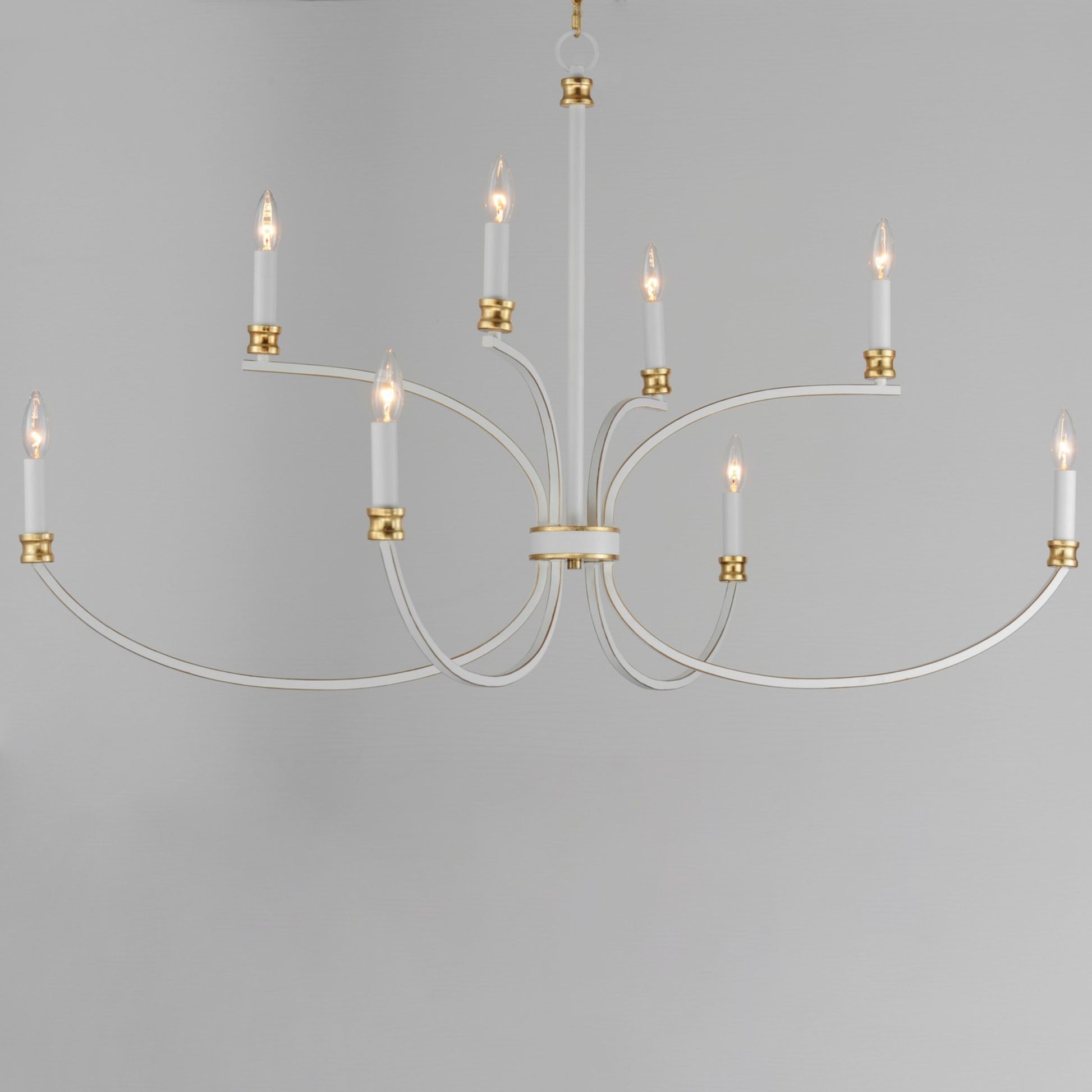 Charlton 48" 8 Lights Chandelier, White & Gold Finish - Bees Lighting