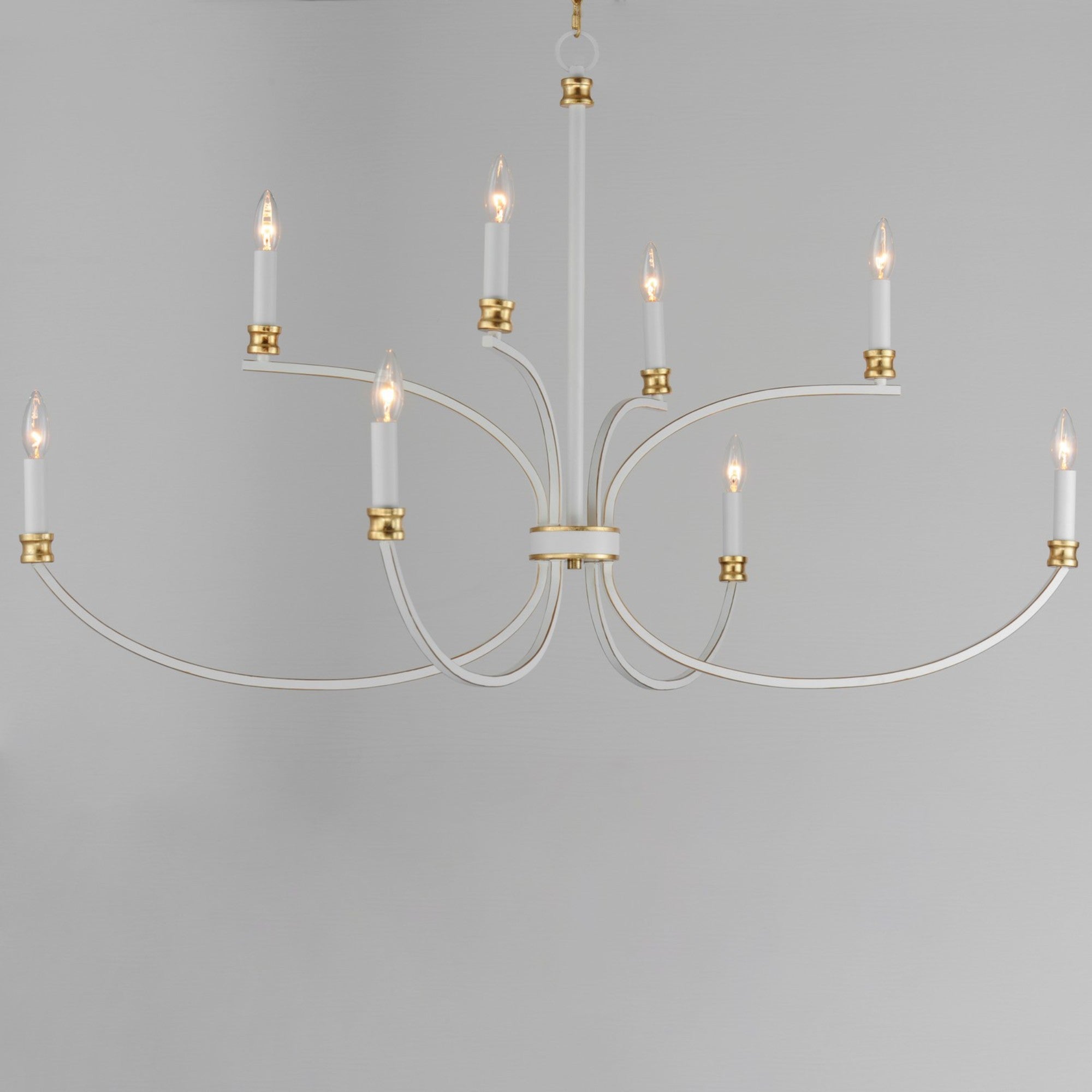 Charlton 48" 8 Lights Chandelier, White & Gold Finish - Bees Lighting