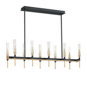 Flambeau 45" LED Linear Chandelier, Black & Antique Brass Finish - Bees Lighting