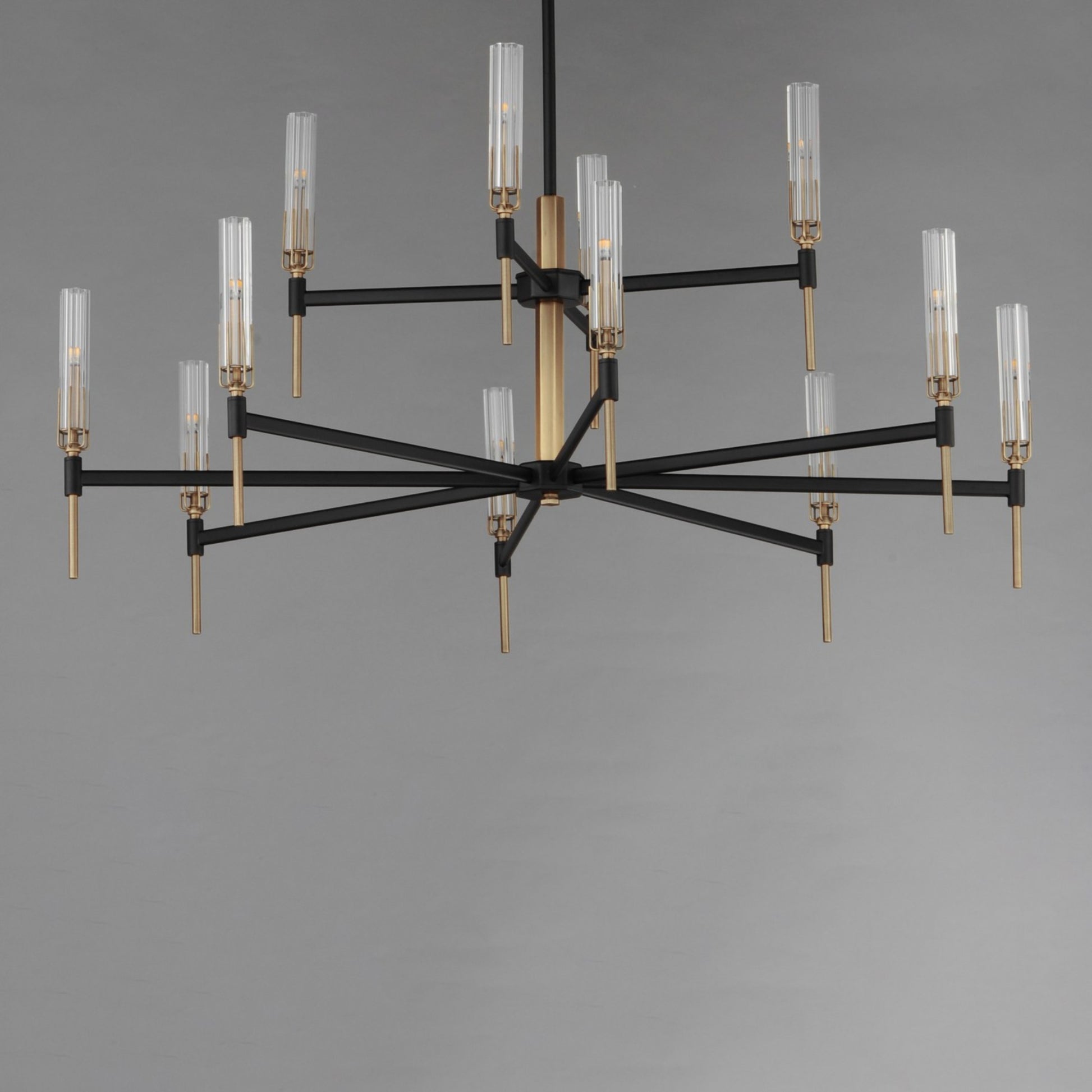 Flambeau 48" LED Chandelier, Black & Antique Brass Finish - Bees Lighting