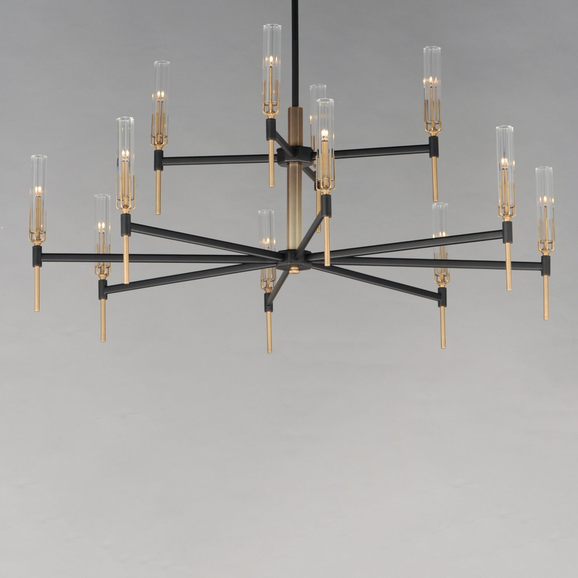 Flambeau 48" LED Chandelier, Black & Antique Brass Finish - Bees Lighting