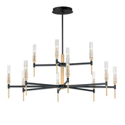 Flambeau 48" LED Chandelier, Black & Antique Brass Finish - Bees Lighting
