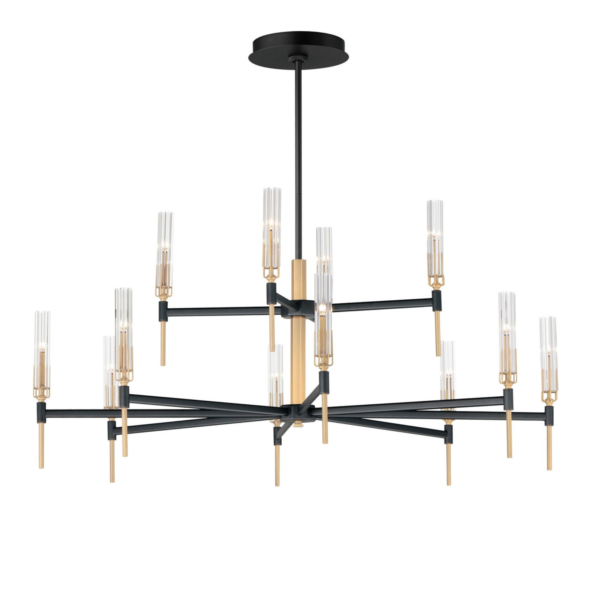 Flambeau 48" LED Chandelier, Black & Antique Brass Finish - Bees Lighting
