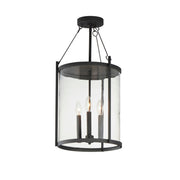 Belfry 25" 3-Light Pendant, Black Finish - Bees Lighting