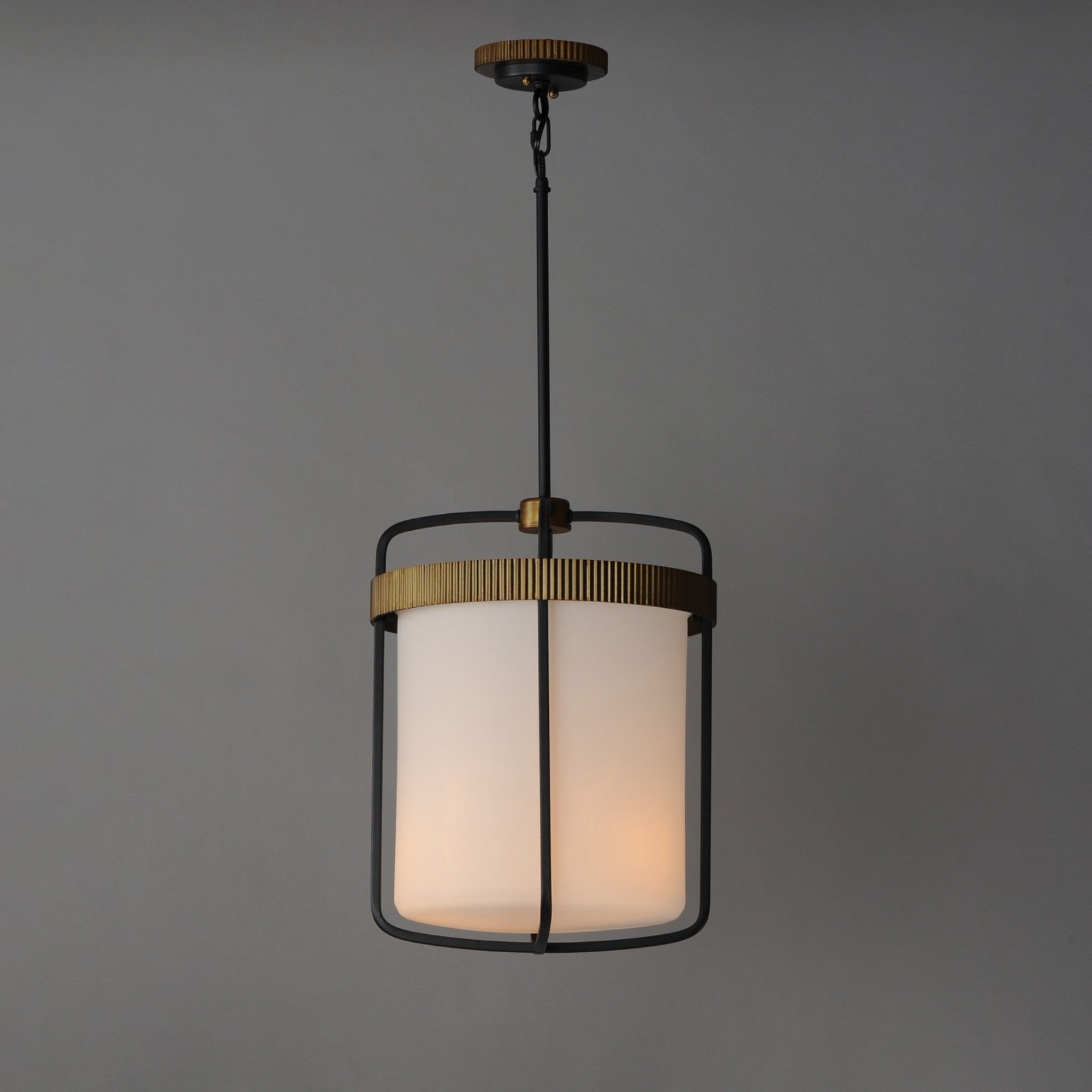 Ruffles 14 in. 3 Lights Pendant Light Black & Antique Brass Finish