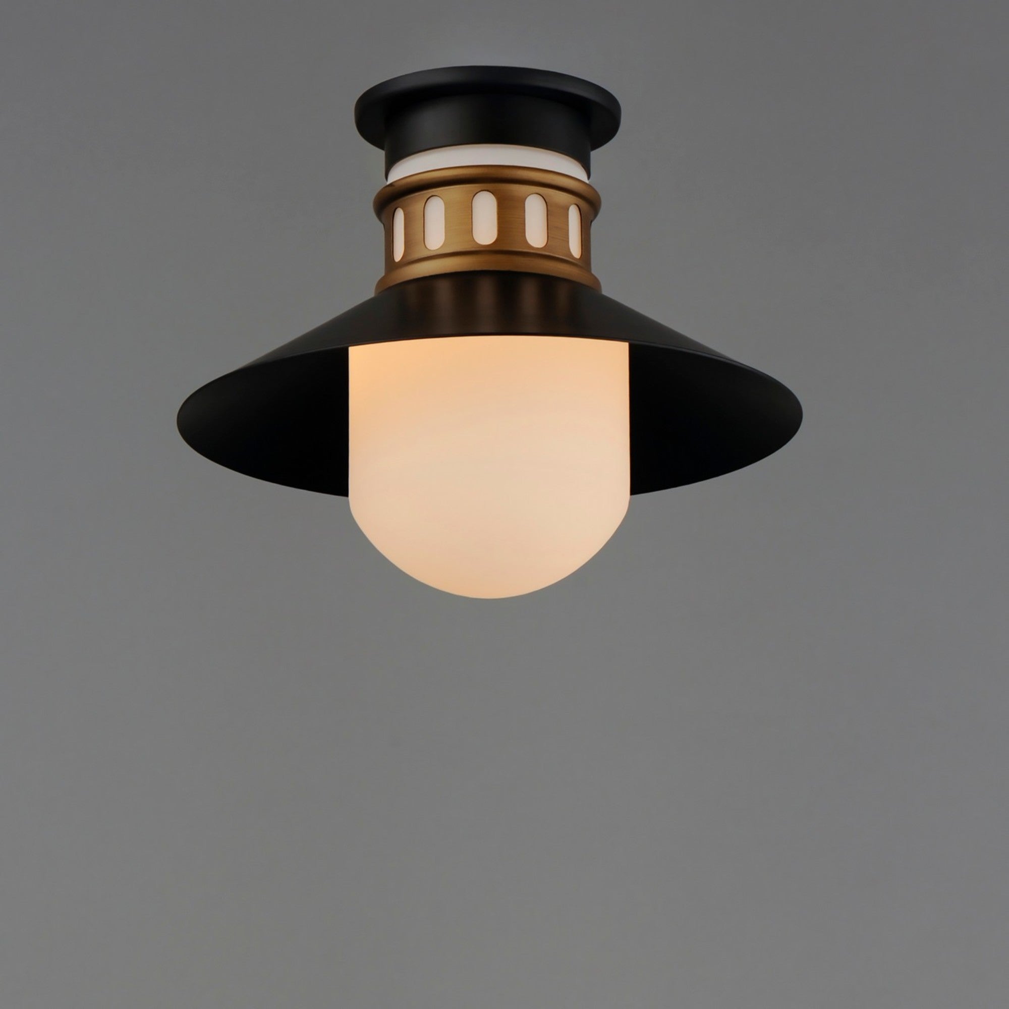 Admiralty 12" Outdoor Flush Mount, Black & Antique Brass Finish - Bees Lighting