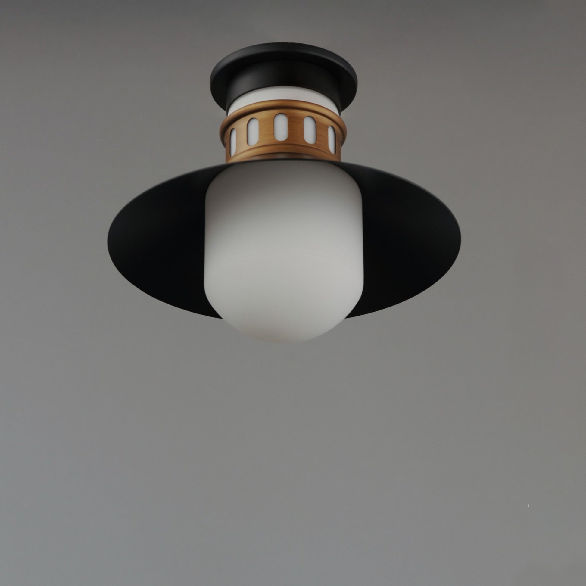 Admiralty 12" Outdoor Flush Mount, Black & Antique Brass Finish - Bees Lighting