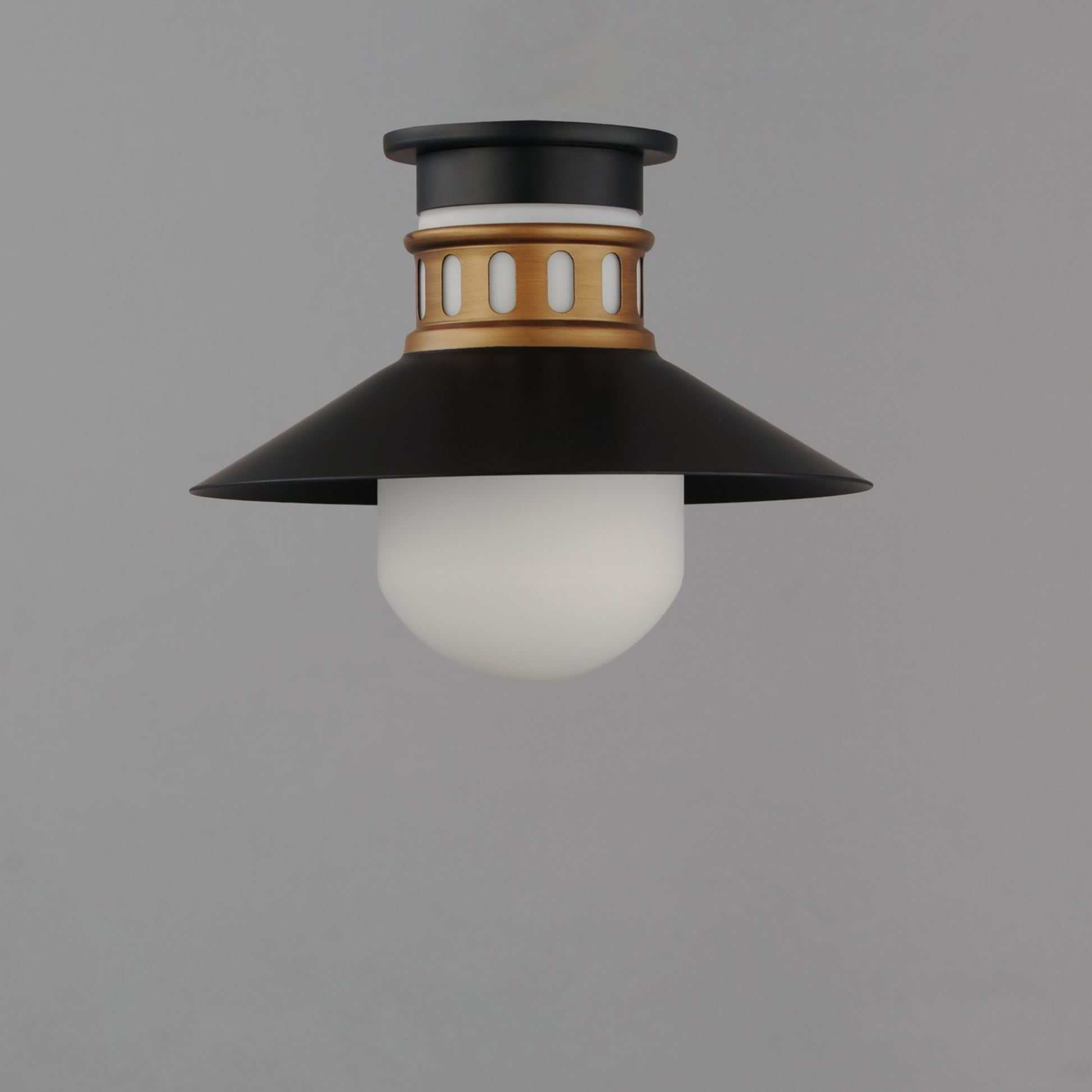 Admiralty 12" Outdoor Flush Mount, Black & Antique Brass Finish - Bees Lighting