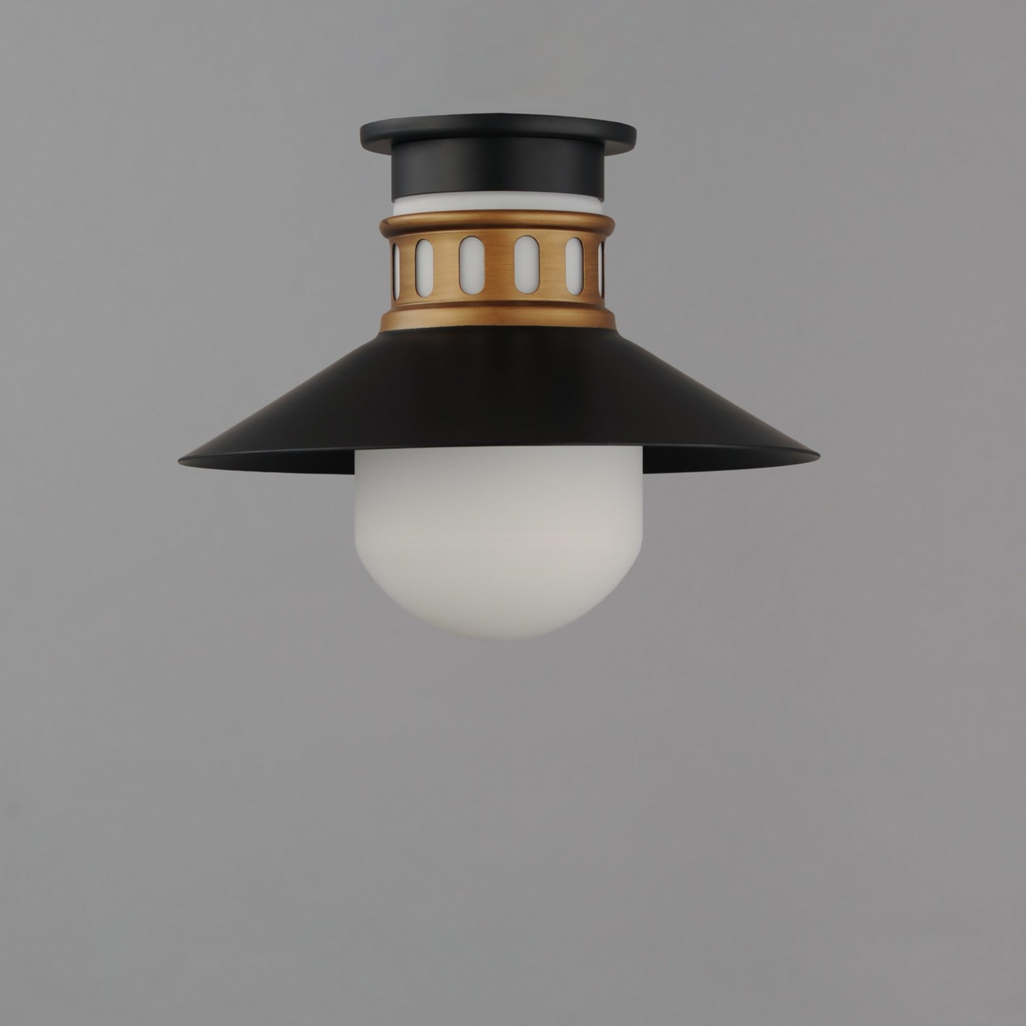 Admiralty 12" Outdoor Flush Mount, Black & Antique Brass Finish - Bees Lighting