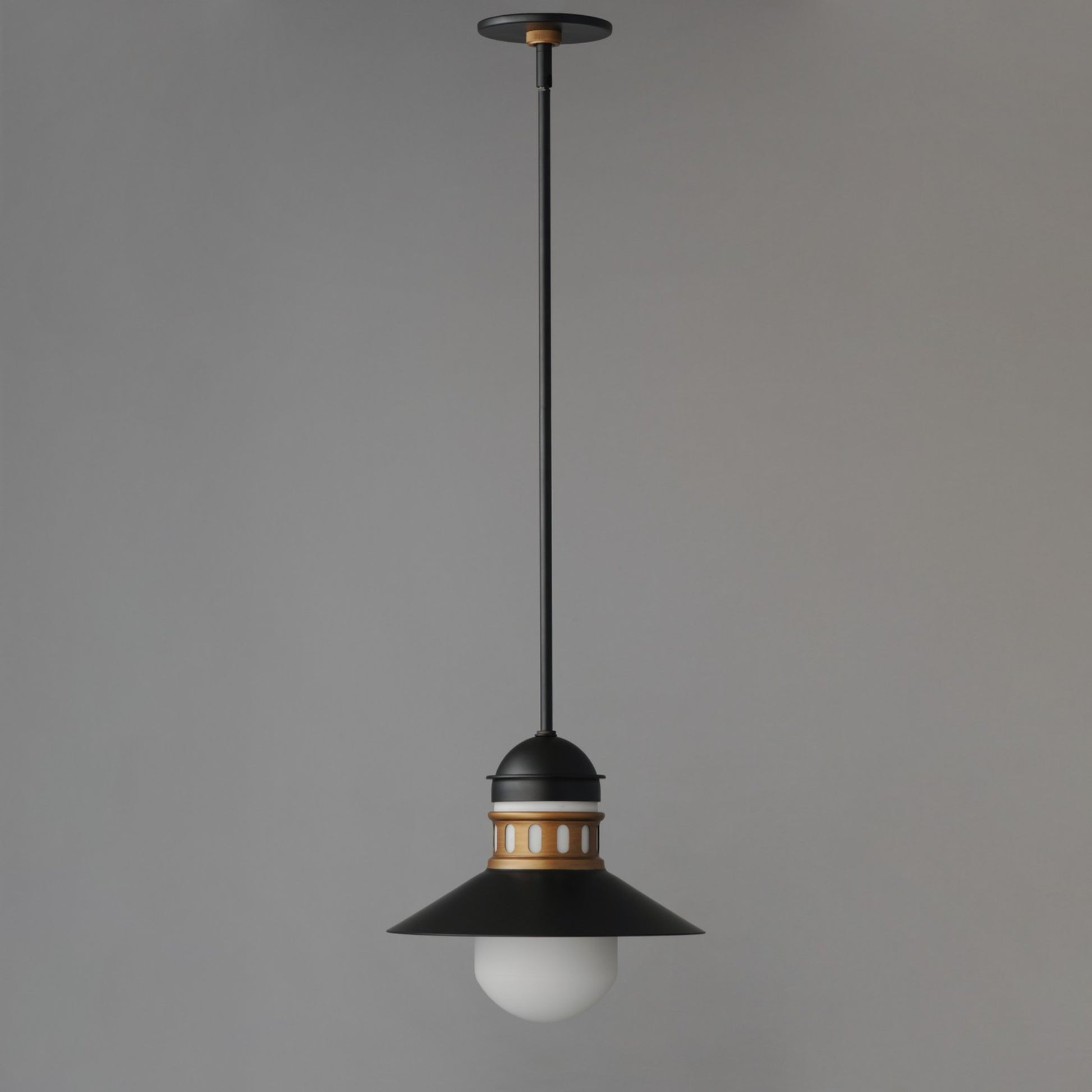 Admiralty 12" Outdoor Pendant, Black & Antique Brass Finish - Bees Lighting