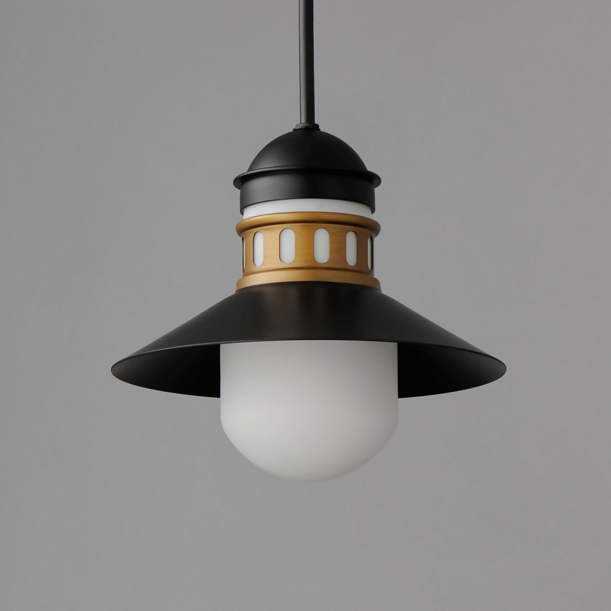 Admiralty 12" Outdoor Pendant, Black & Antique Brass Finish - Bees Lighting