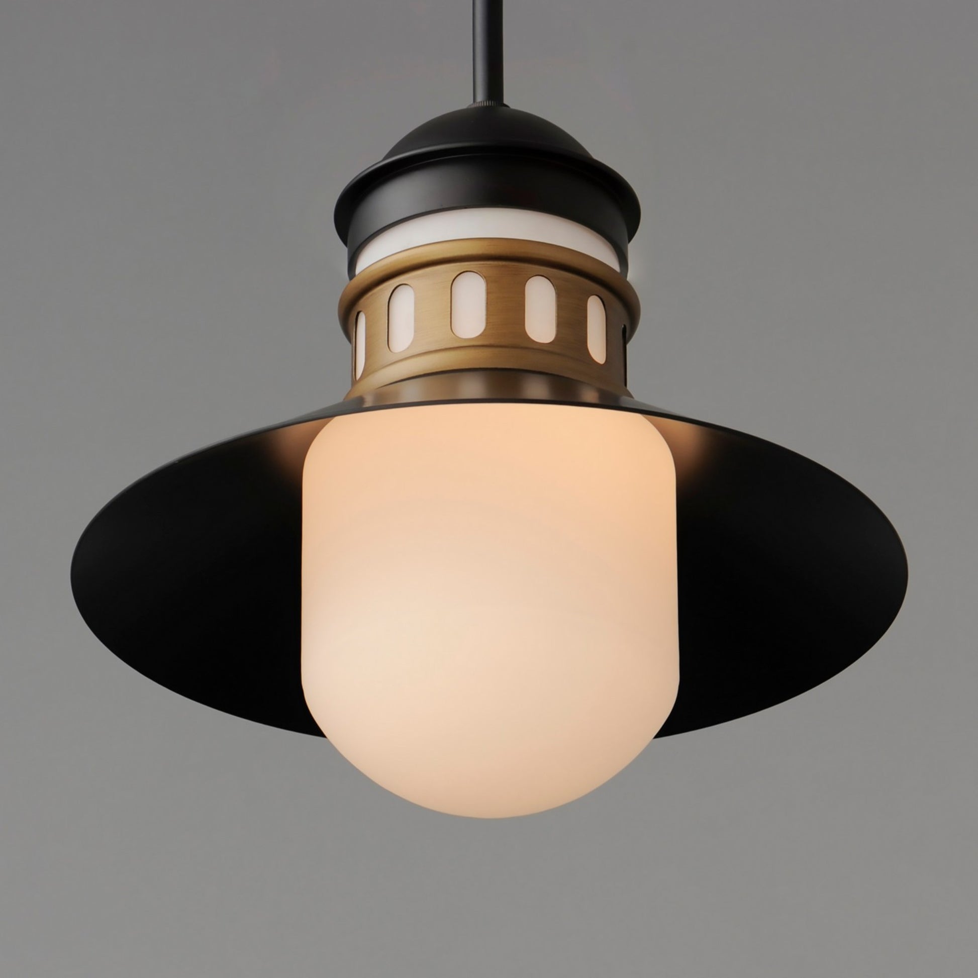 Admiralty 12" Outdoor Pendant, Black & Antique Brass Finish - Bees Lighting