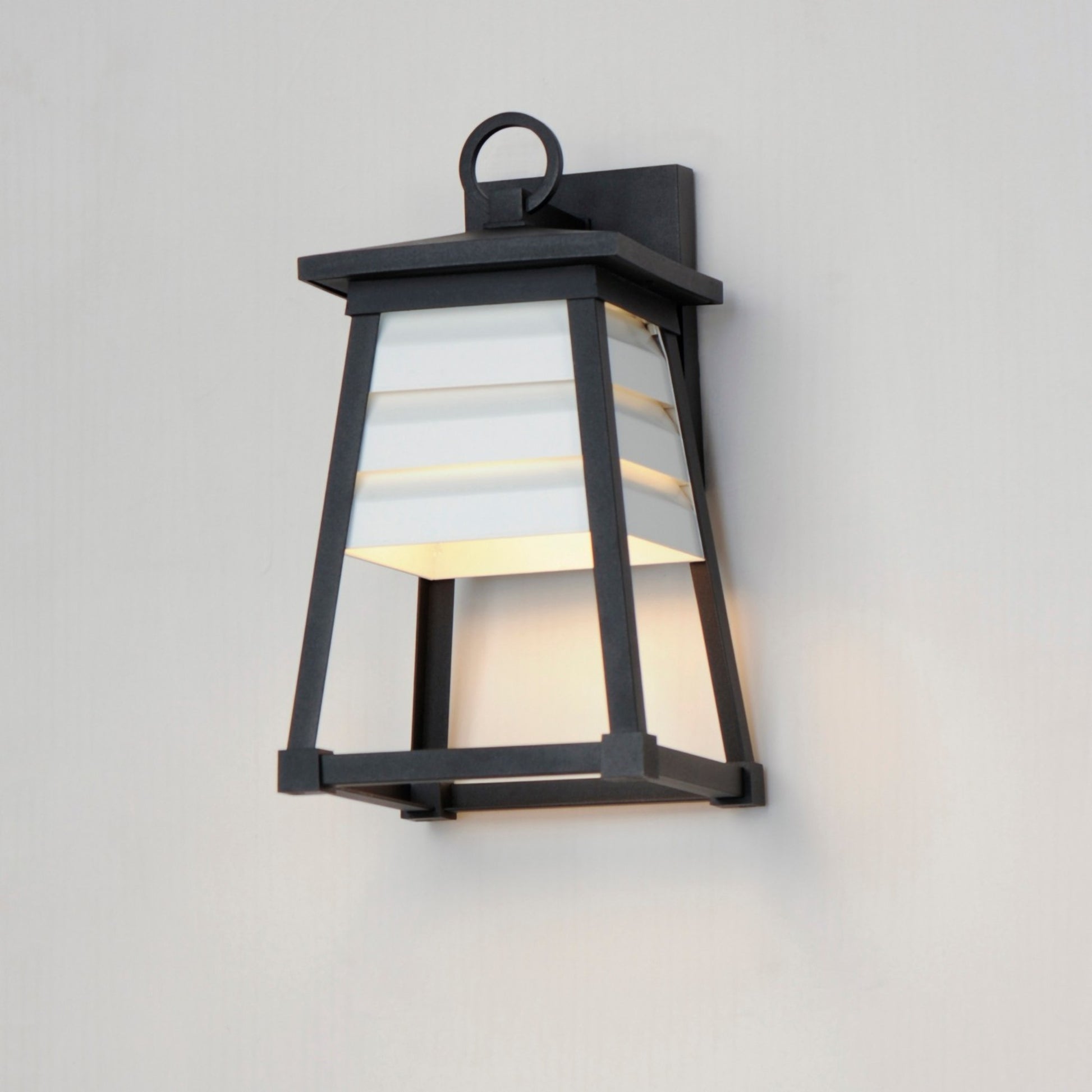 Shutters 14" Outdoor Wall Sconce, Black Finish, White Louver - Bees Lighting