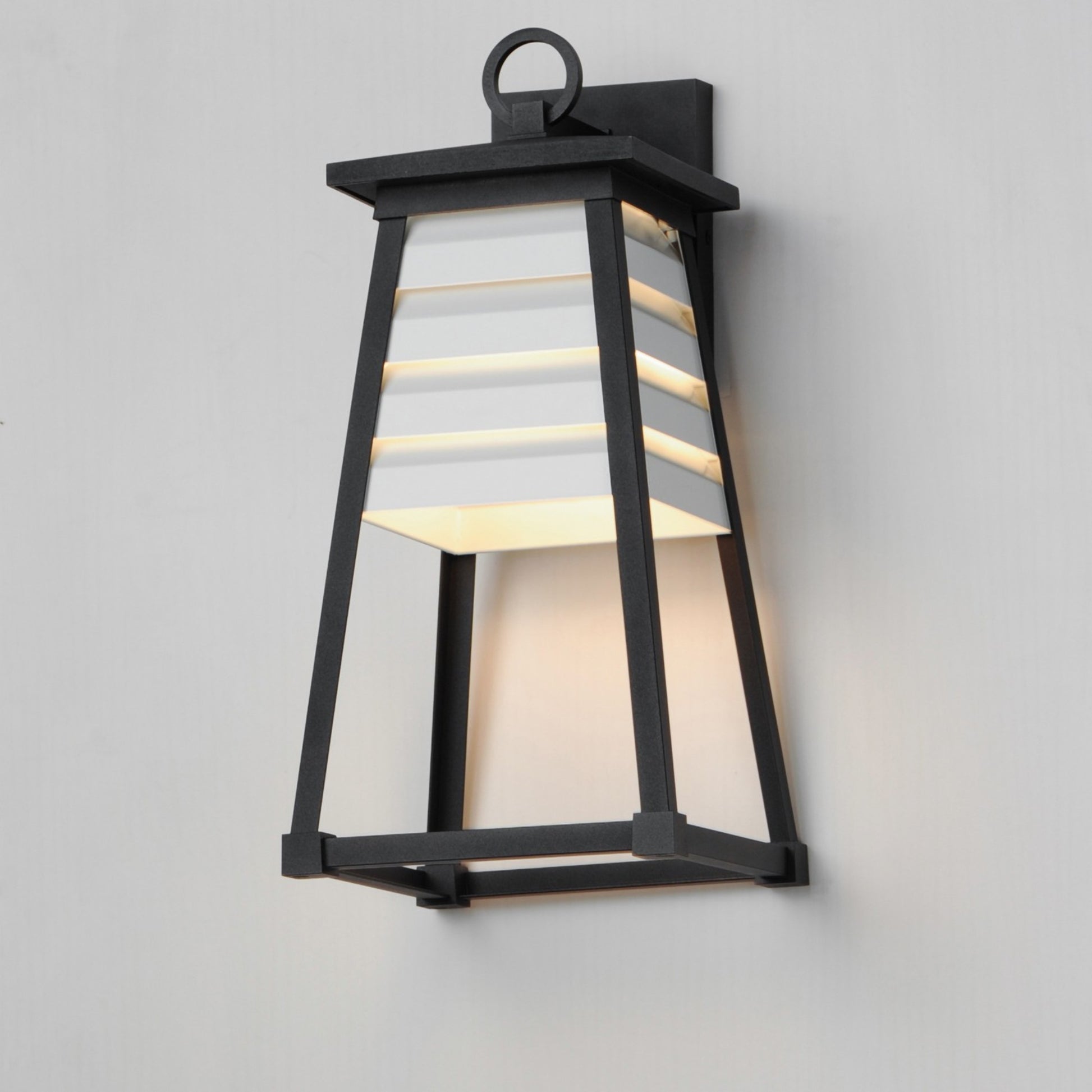 Shutters 18" Outdoor Wall Sconce, Black Finish, White Louver - Bees Lighting