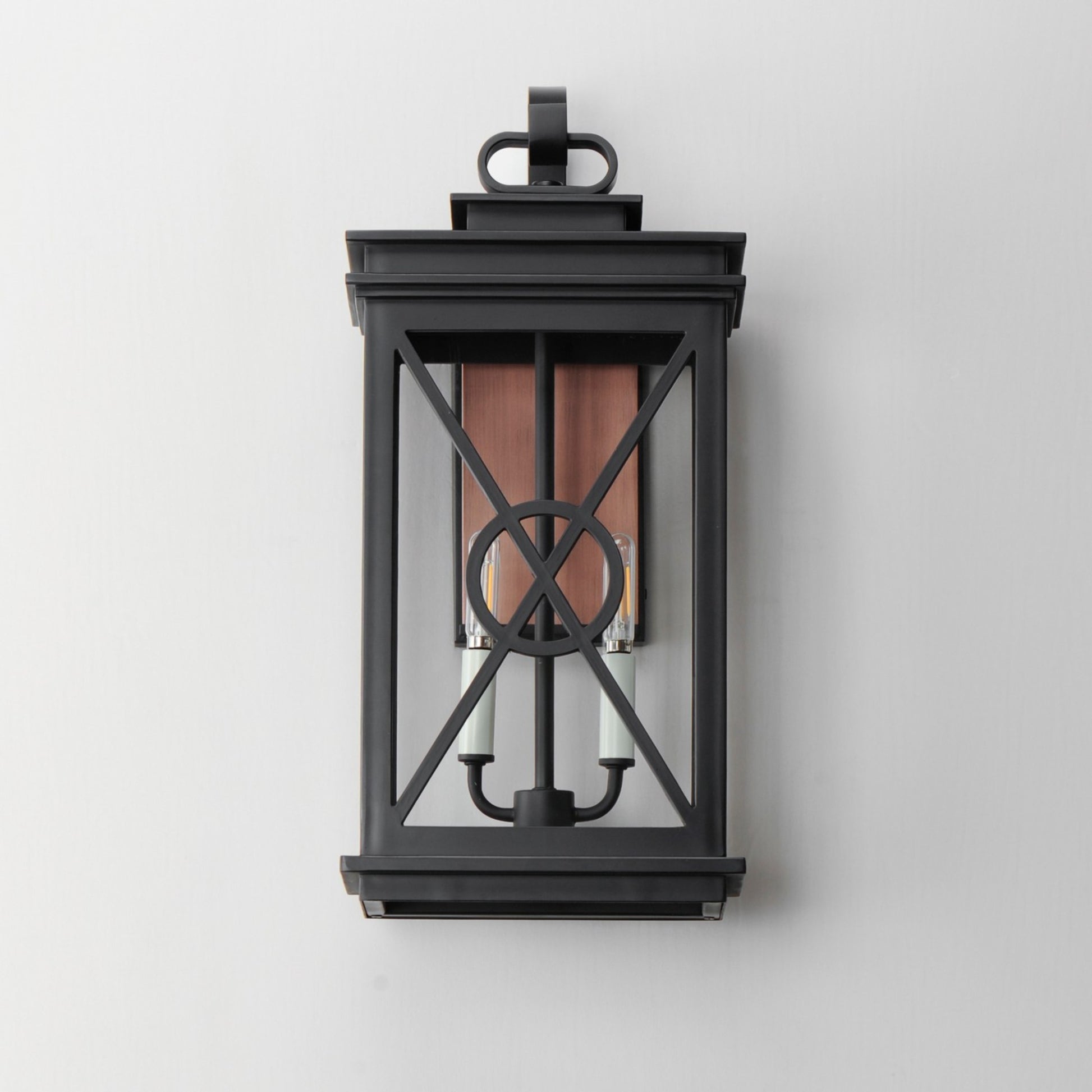 Yorktown VX 22" 2-Light Outdoor Wall Sconce, Black & Aged Copper Finish - Bees Lighting