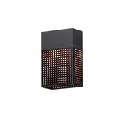 Lattice 12" LED Outdoor Wall Sconce, Black Finish, Black Rattan - Bees Lighting