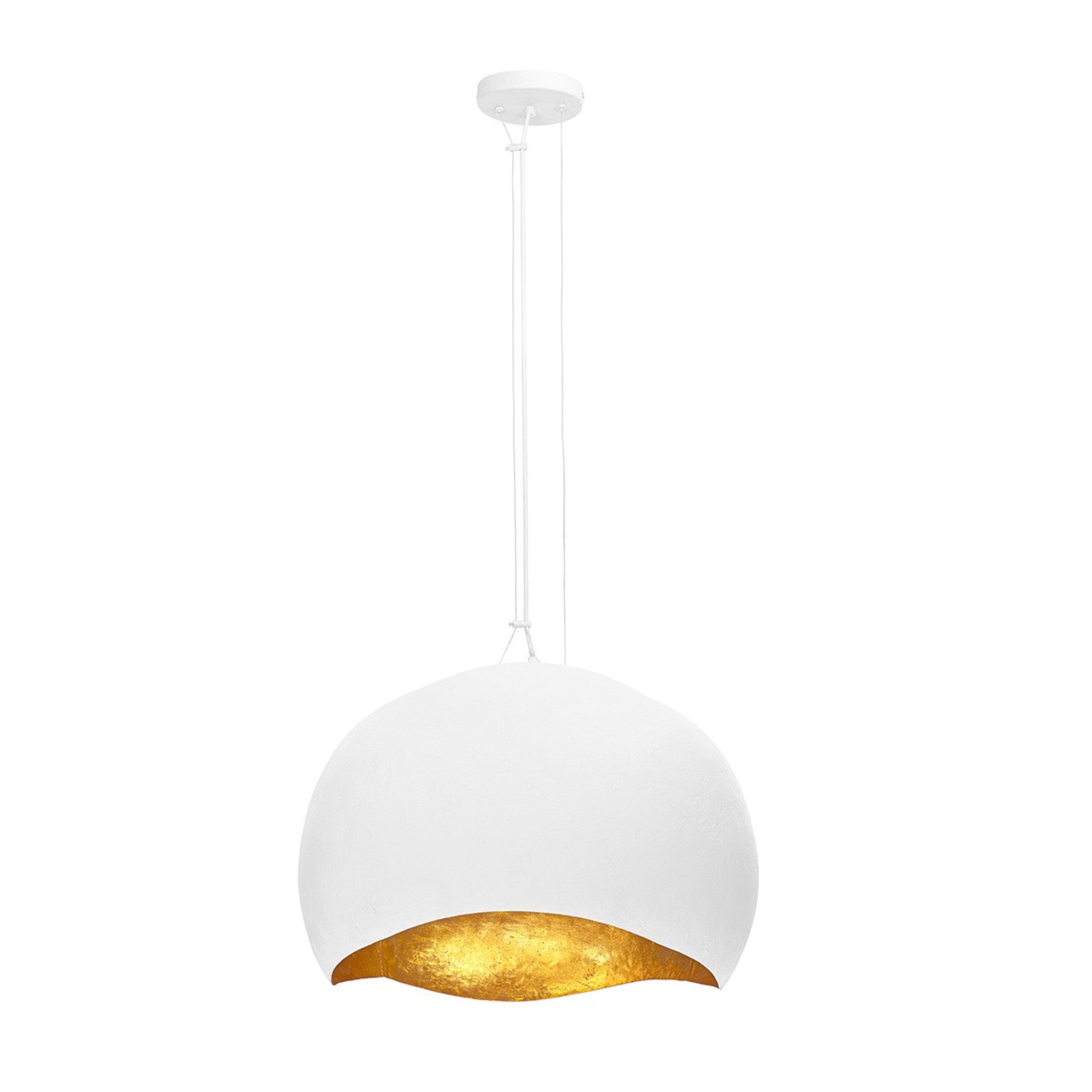 Baleia 3 Lights 24 in. Pendant Light White & Gold Finish