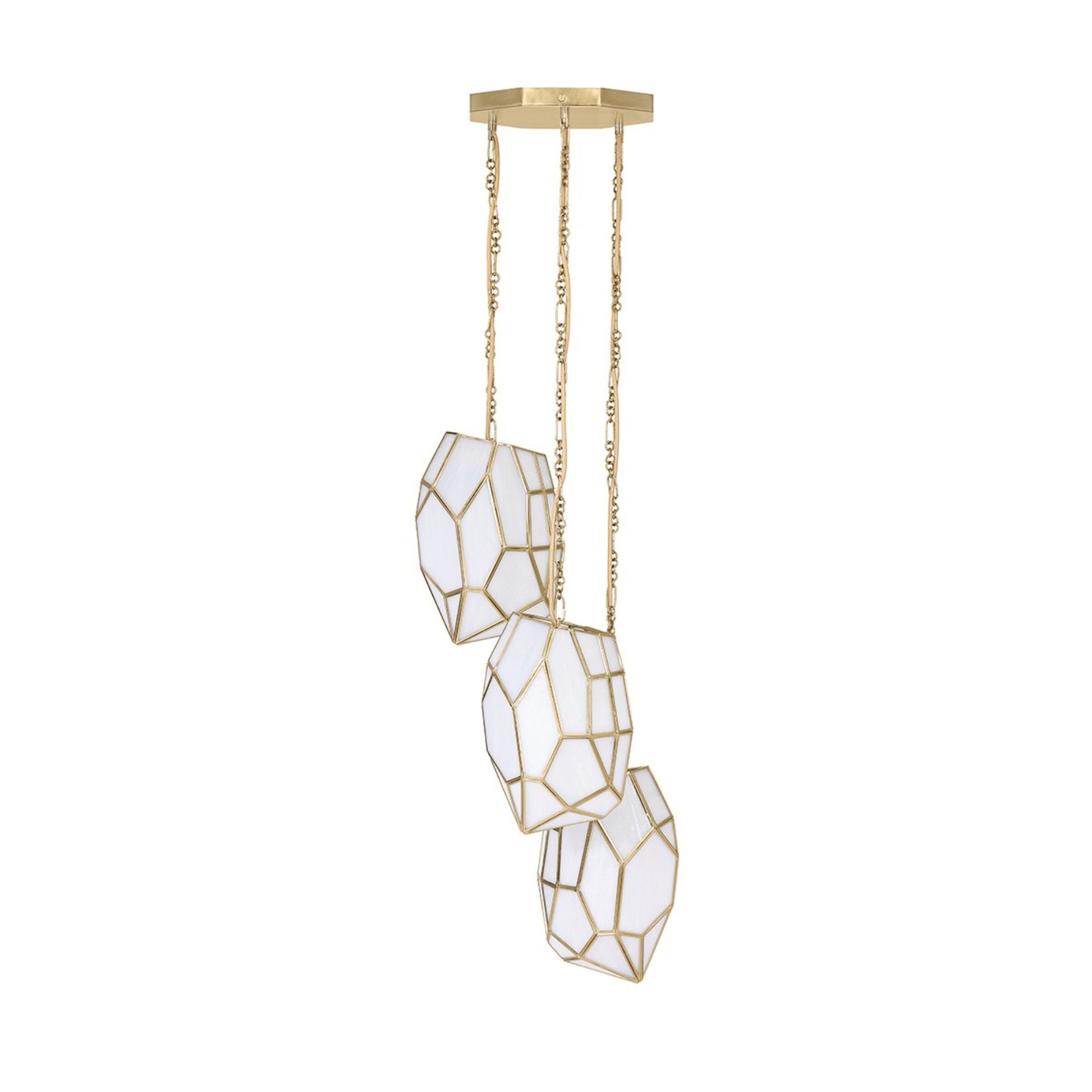 Heera 3-Light 18" Multi Drop Chandelier, Antique Brass Finish - Bees Lighting