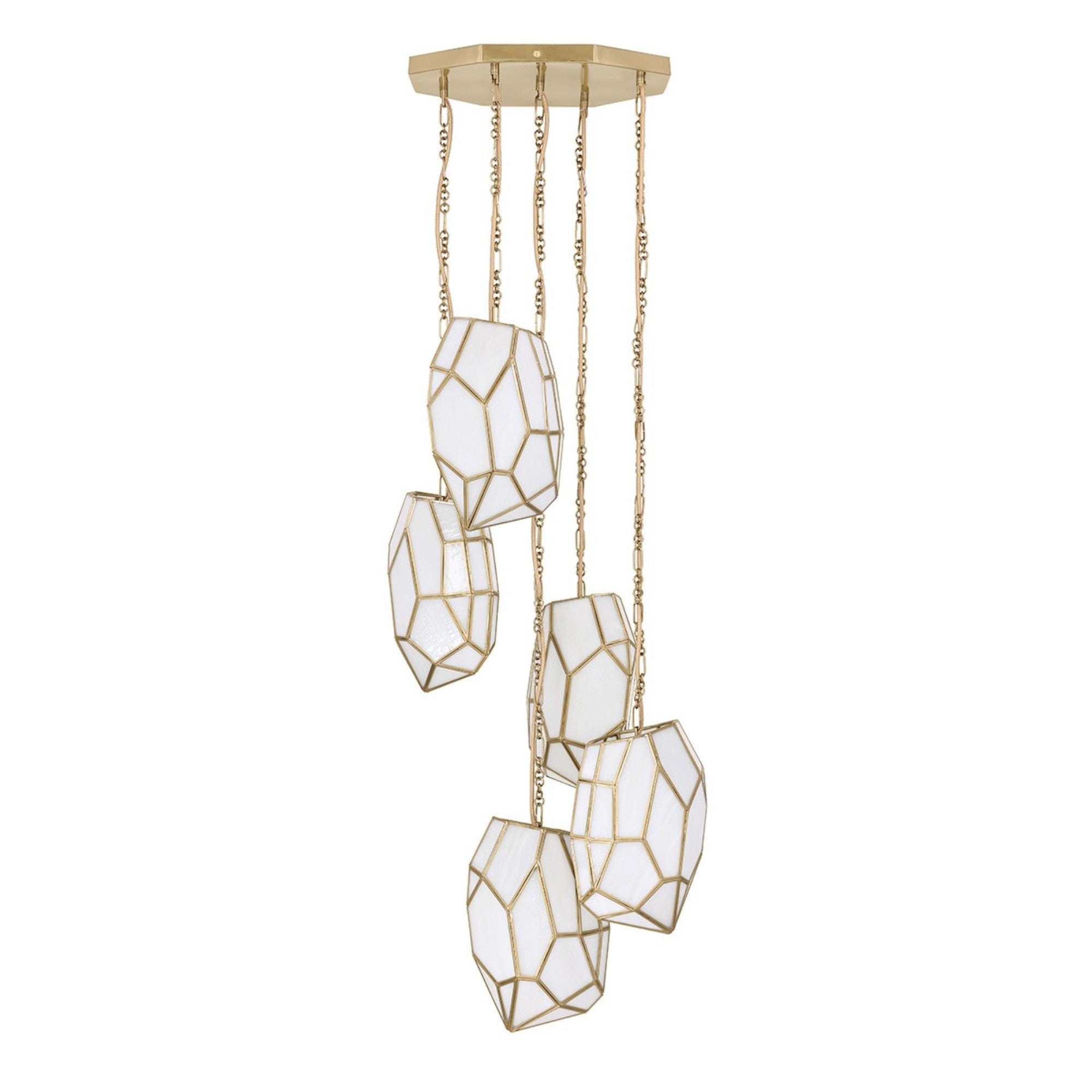 Heera 5-Light 24" Multi Drop Chandelier, Antique Brass Finish - Bees Lighting