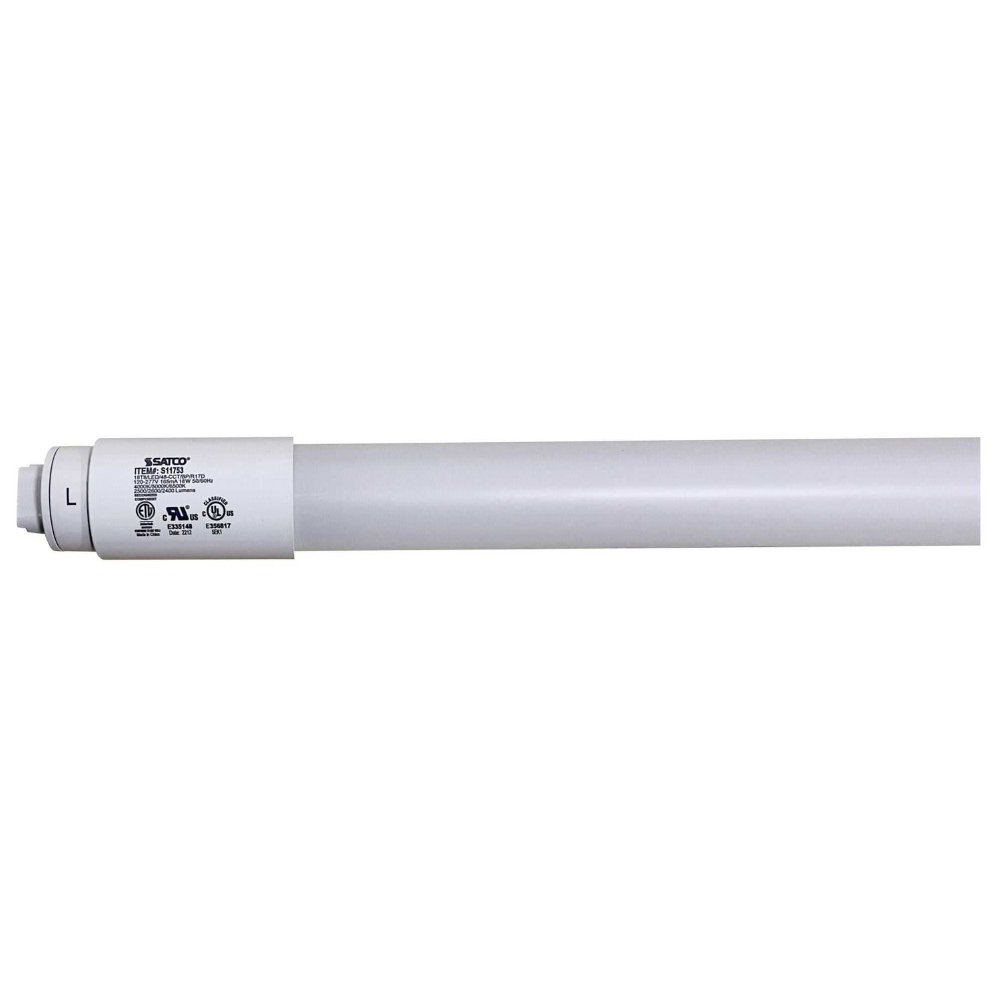 4ft T8 LED Bulb, 18W, 2600lm, 40K|50K|65K, R17D Base, Ballast Bypass, Single|Dual End