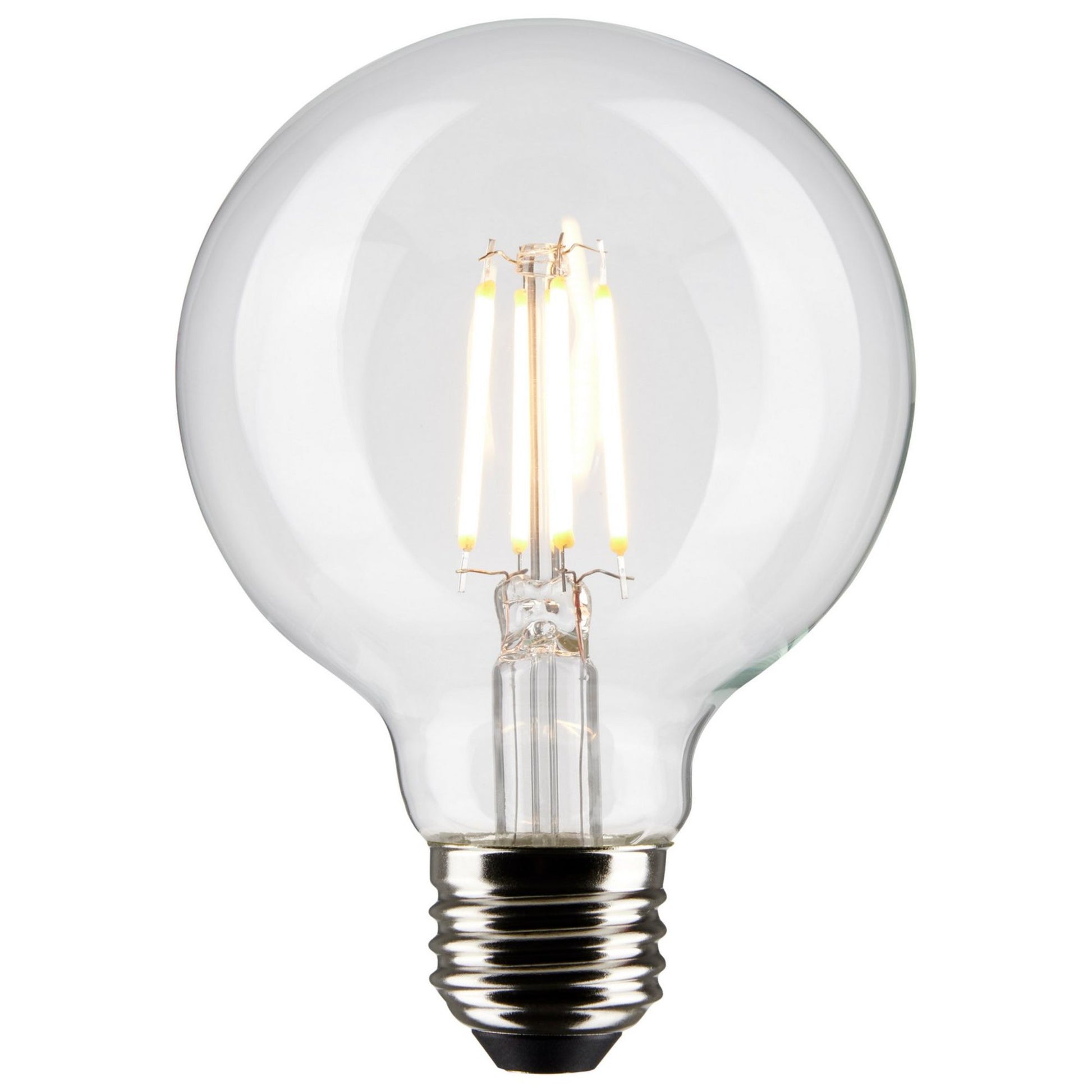 G25 Filament LED Globe Bulb, 5 Watts, 350 Lumens, 2700K, E26 Medium Base, Clear, Pack of 2 - Bees Lighting