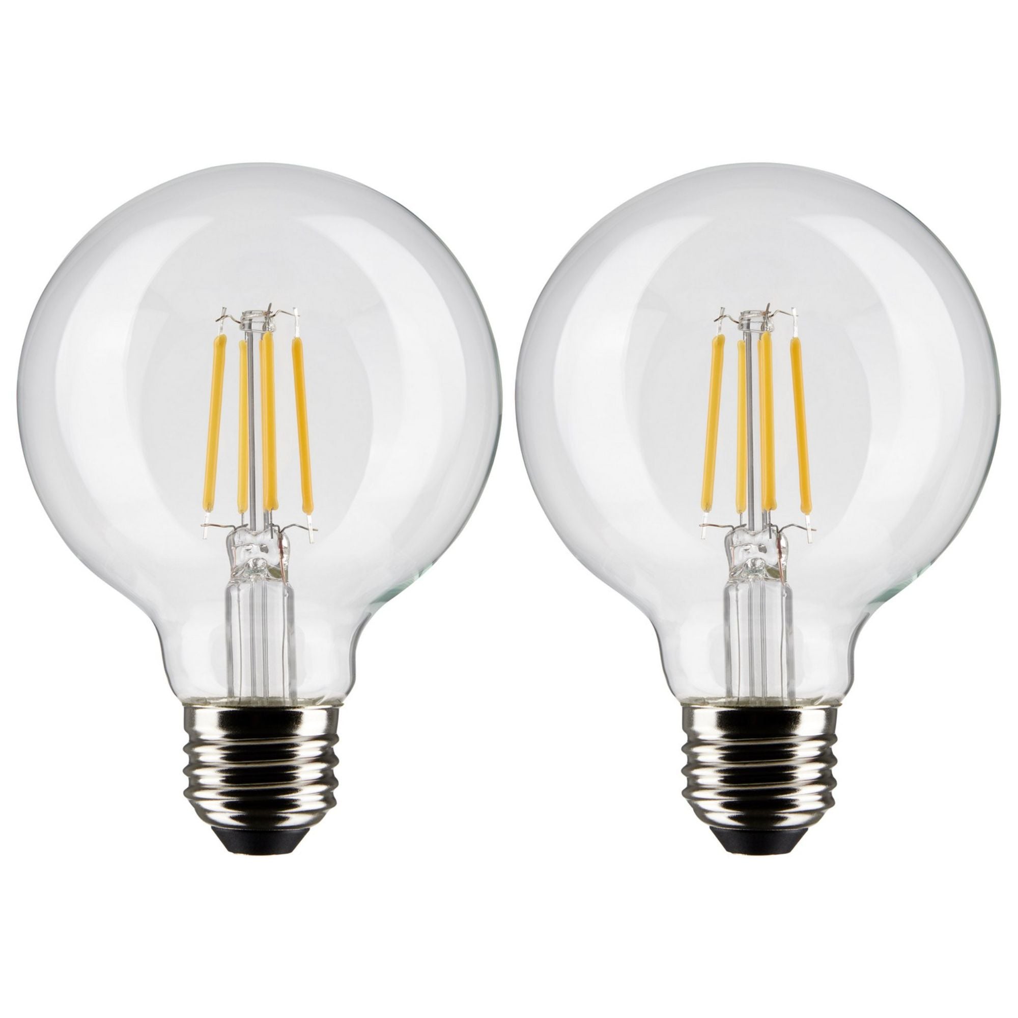 G25 Filament LED Globe Bulb, 5 Watts, 350 Lumens, 2700K, E26 Medium Base, Clear, Pack of 2 - Bees Lighting
